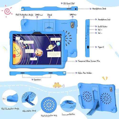 Miniatura 7 de Tablet para niños de 10.1 pulgadas, tableta Android 12 para niños con control parental, 1280 x 800 HD IPS, 3 GB+32 GB, tableta Bluetooth WiFi de