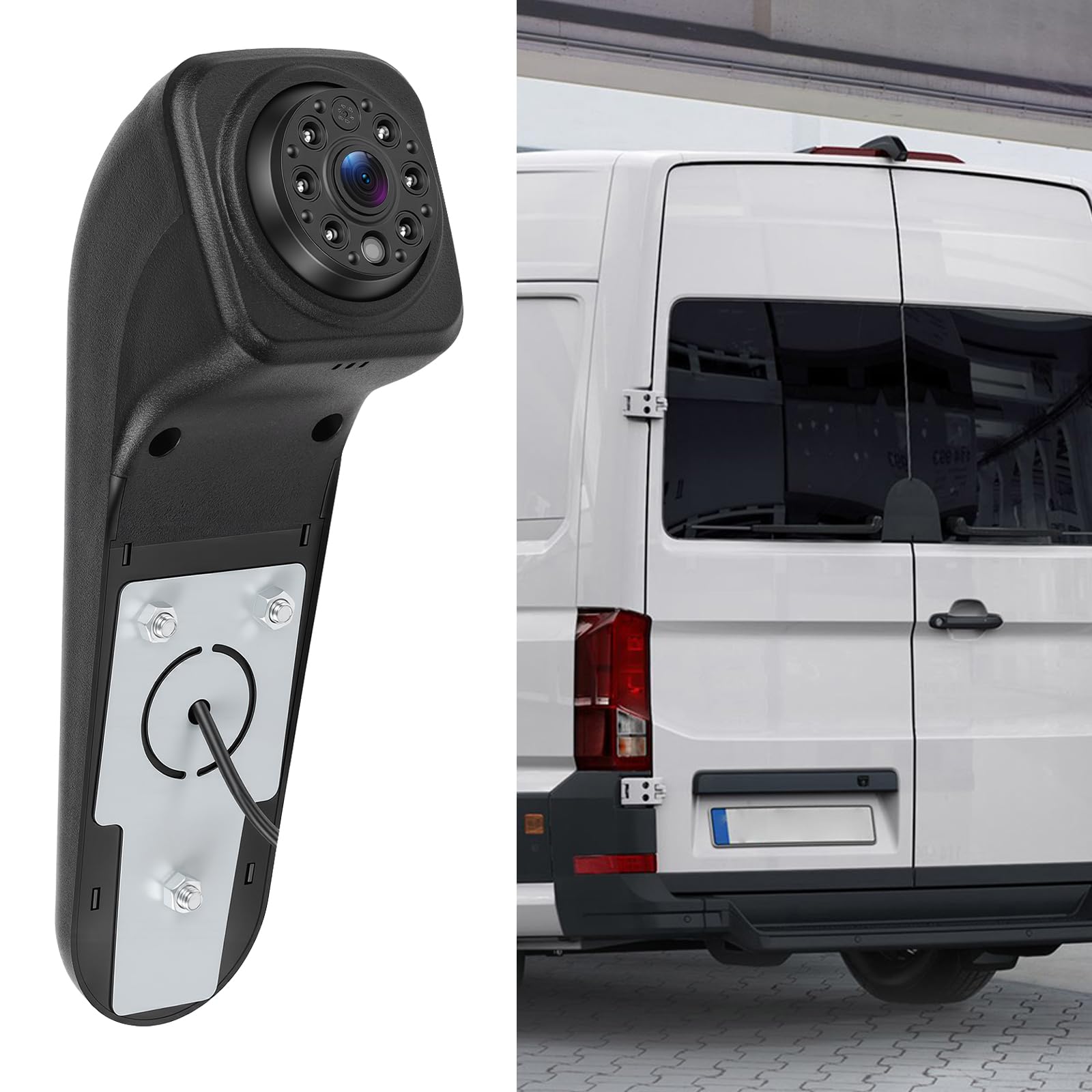 CAMECHO Luz de Freno Cámara Trasera HD Visión Nocturna IP67 Cámara Impermeable para Volkswagen Crafter 2017 Tercera Luz de Freno con ángulo Ancho de 140 °, 12V, 10m con Cable