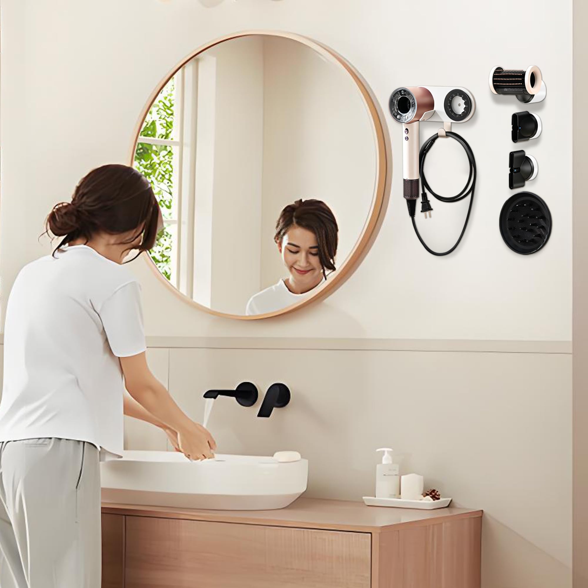 Foyer Nuage Support Seche Cheveux Compatible pour Dyson,Rangement Foyer Nuage Support Seche Cheveux Compatible pour Dyson,Rangement