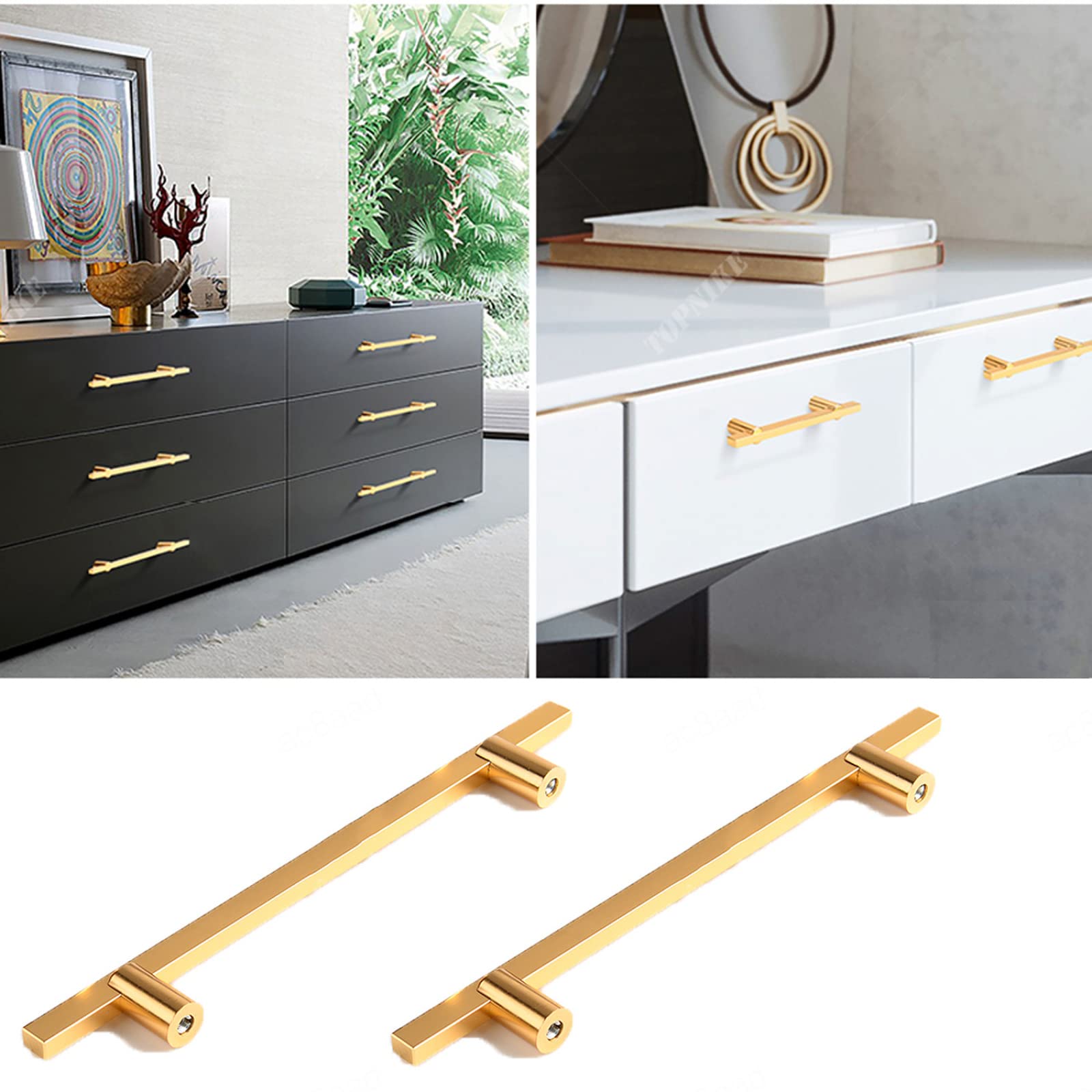 2 Pezzi Cassetto Maniglie & Pomelli,Manopola dell'Armadio da Cucina,Pomolo Solidi in Lega di Zinco,Golden Door Manopola,per Mobili Armadio,con Viti,Holedistance416mm