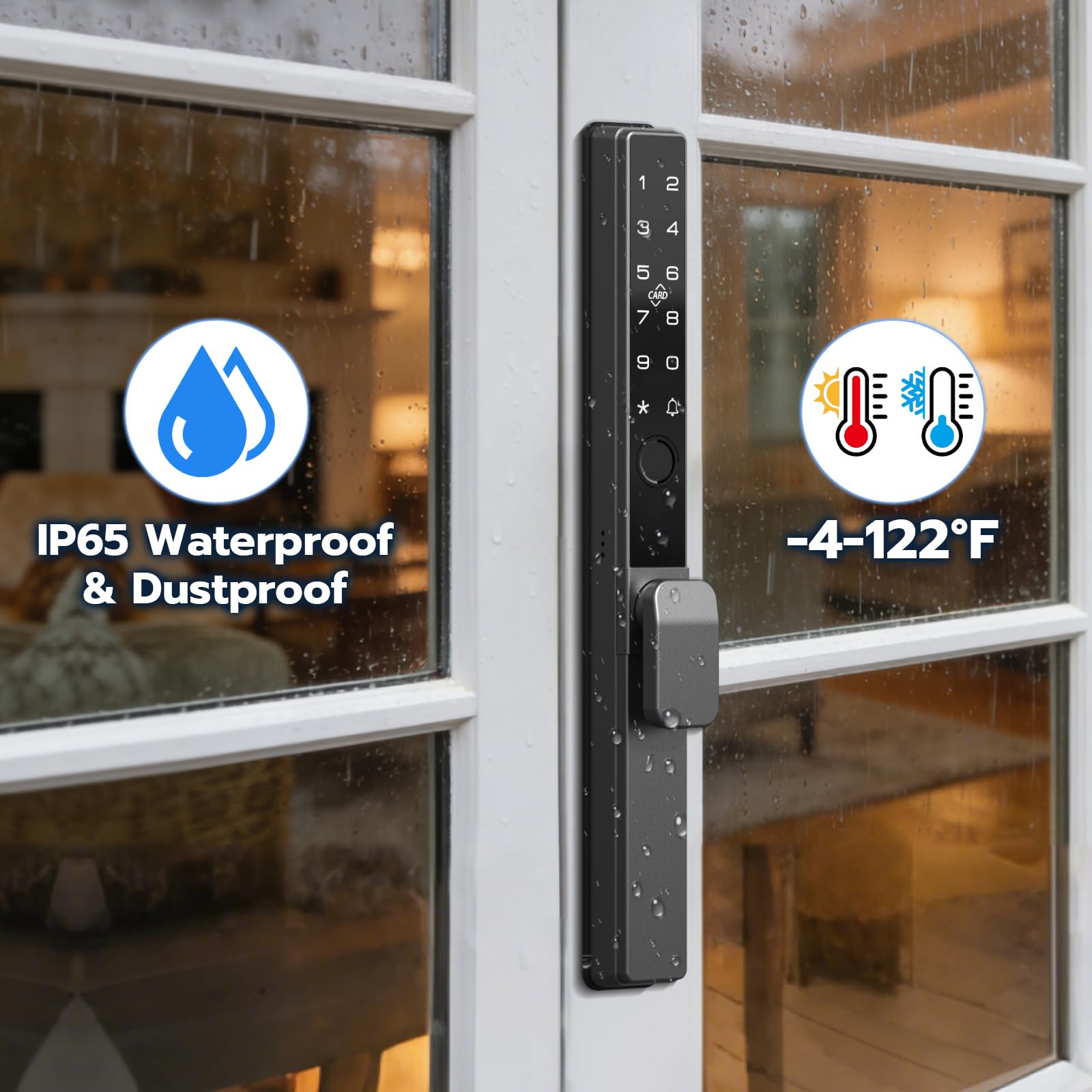 Eseesmart Cerradura de puerta corredera, cerradura de puerta inteligente con teclado RFID de huellas dactilares, control de aplicación Bluetooth, código digital biométrico electrónico, puerta de patio