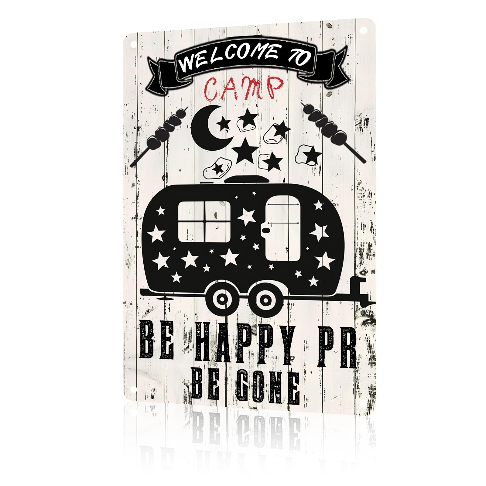 Anceky Funny Wall Decor Welcome to Camp Vintage Metal Signs Tin Sign for Home Outdoor Wall Decor 12×16 Inch