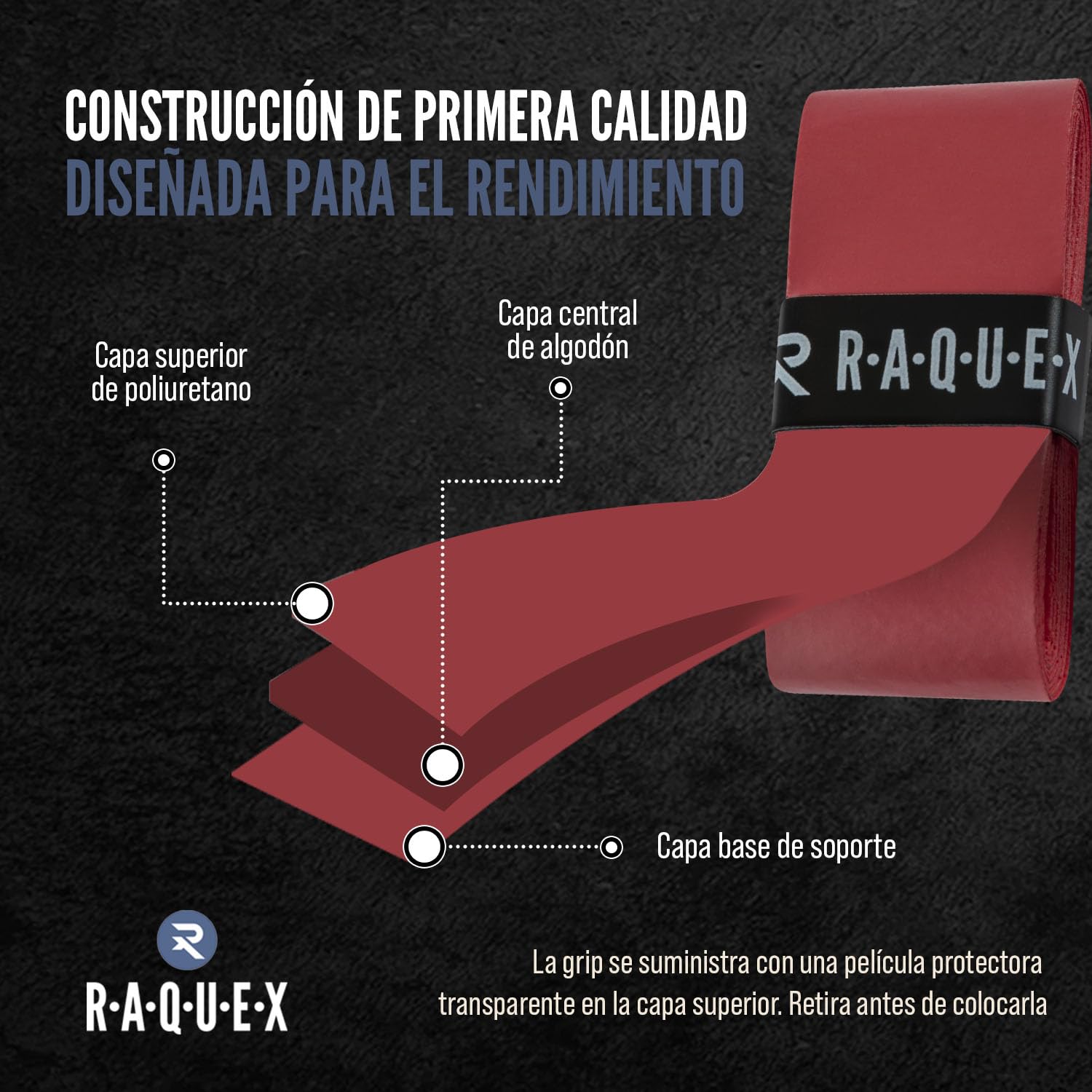 Raquex Cinta de sobreagarre Evade Palas de pádel, 10 Colores. Paquete de 3 Cintas de sobreagarre para pádel, 0,65 mm de Grosor, Absorbente, Ligeramente adherente, Antideslizante — view 4