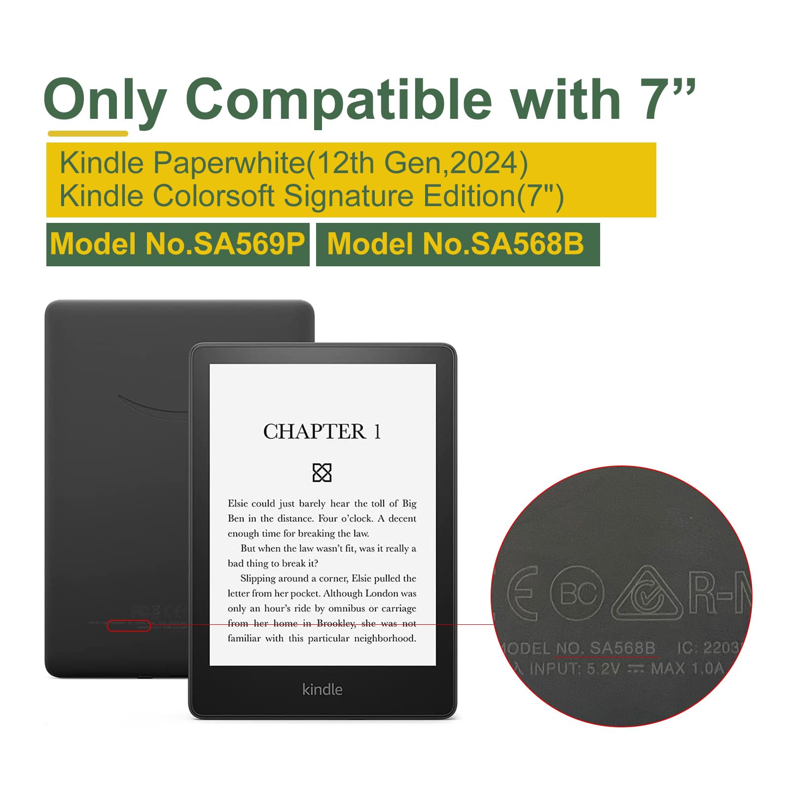 Schutzhülle für Kindle Paperwhite 12. Generation 2024 und Kindle Colorsoft Signature Edition, 17,8 cm (7 Zoll), PU-Leder, transparente Hartschale, mit automatischer Sleep/Wake-Funktion,