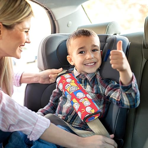 Miniatura 2 de WayToGo Funda para cinturón de seguridad para niños, bonito patrón de dibujos animados para niñas y niños, cojín para cinturón de seguridad para