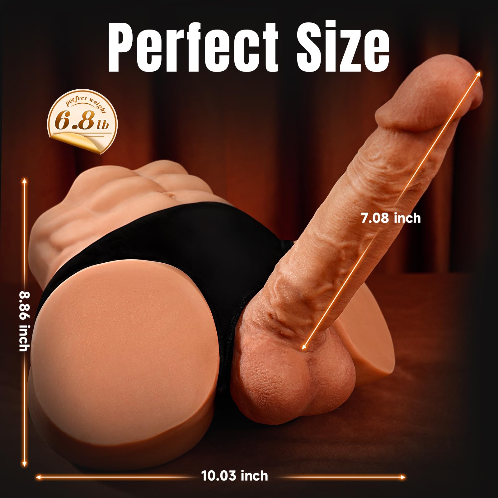 Isskis 6.8LB Male Sex Doll with Dildo, Adult Torso Sex Doll Toys with 7.08in Huge Dildos for Women Masturbation, Unisex Masturbator Sex Toy with Penis Tight Anal for Gay Les Men Couple