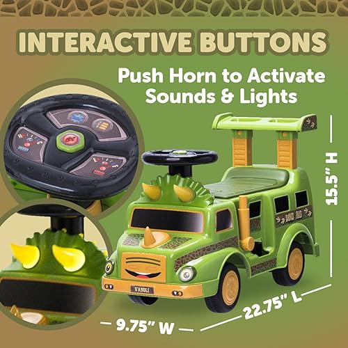 Miniatura 5 de Waddle Juguetes de dinosaurio para niños autos para niños pequeños de 1 a 3 años, transportador de equipo de dinosaurios incluye 2 plataformas de