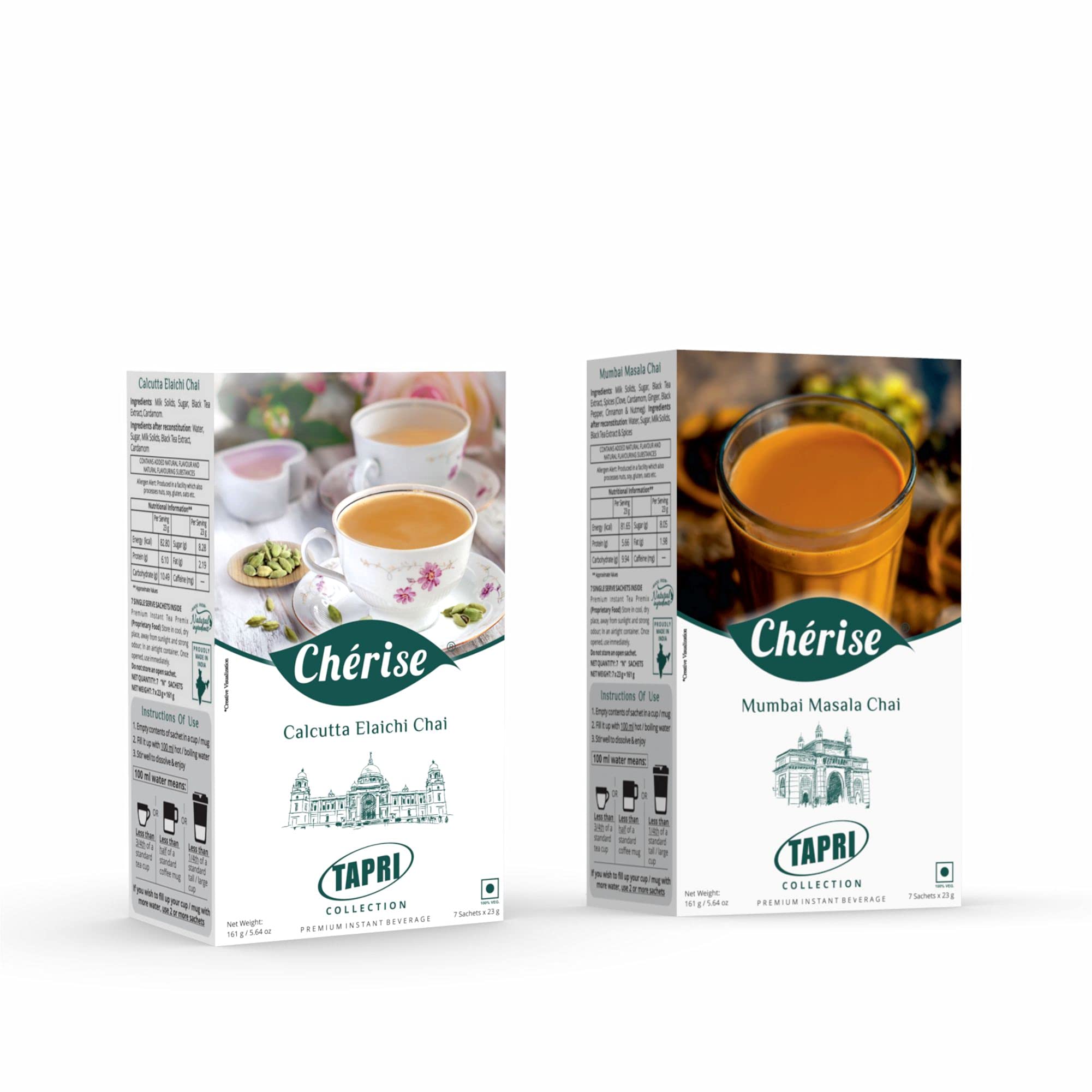 Cherise Tapri Combo of Premium Calcutta Elaichi Chai and Mumbai Masala Chai (23 g x 7 Sachets Each) (B094DBCTWF) Amazon Price History, Amazon Price Tracker