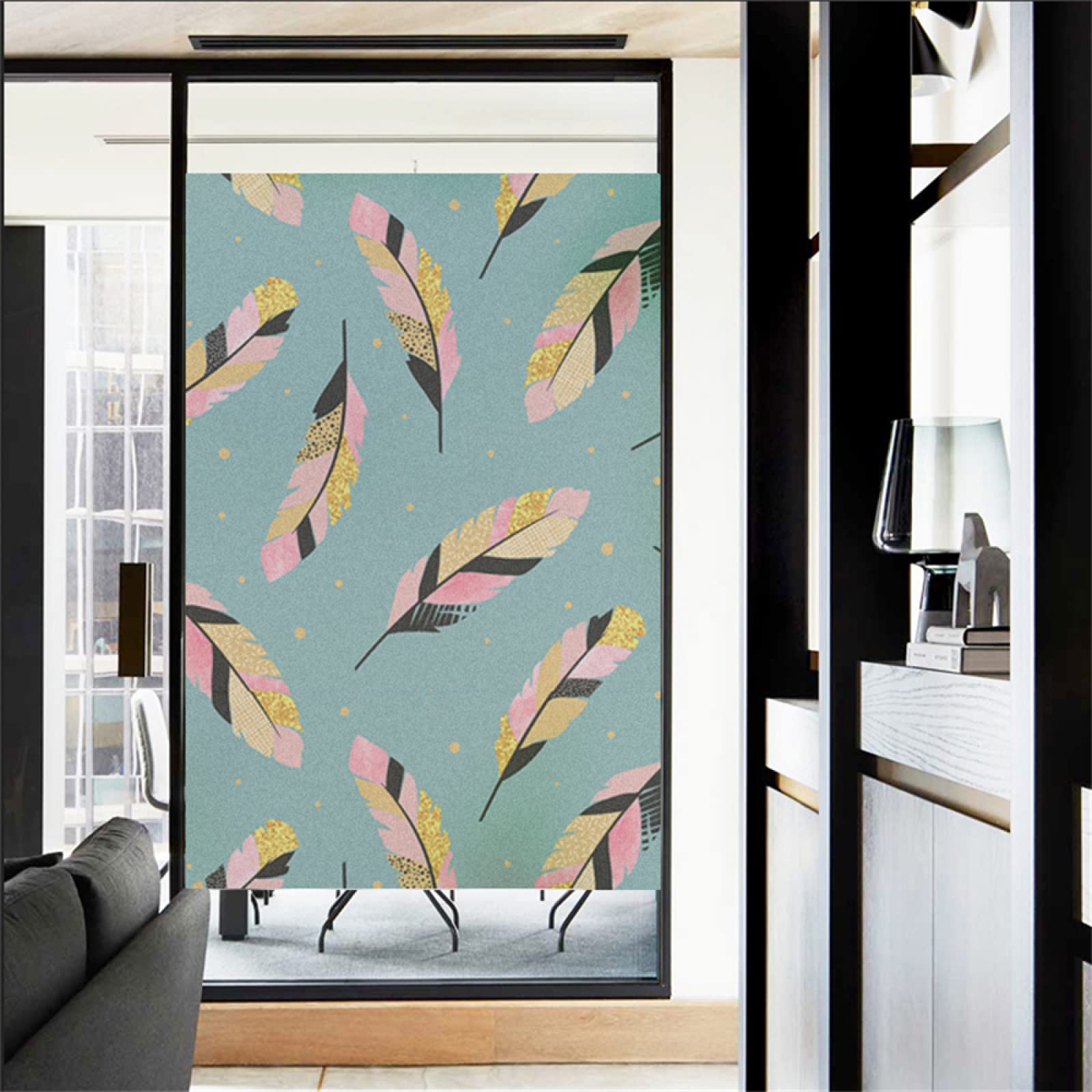 Pellicola per vetri oscurante,Pellicola privacy finestre,anti-peeping,Autoadesive,Anti-UV,piuma ,Ideale per Ufficio Camera da Letto Sala(60cmx200cm)