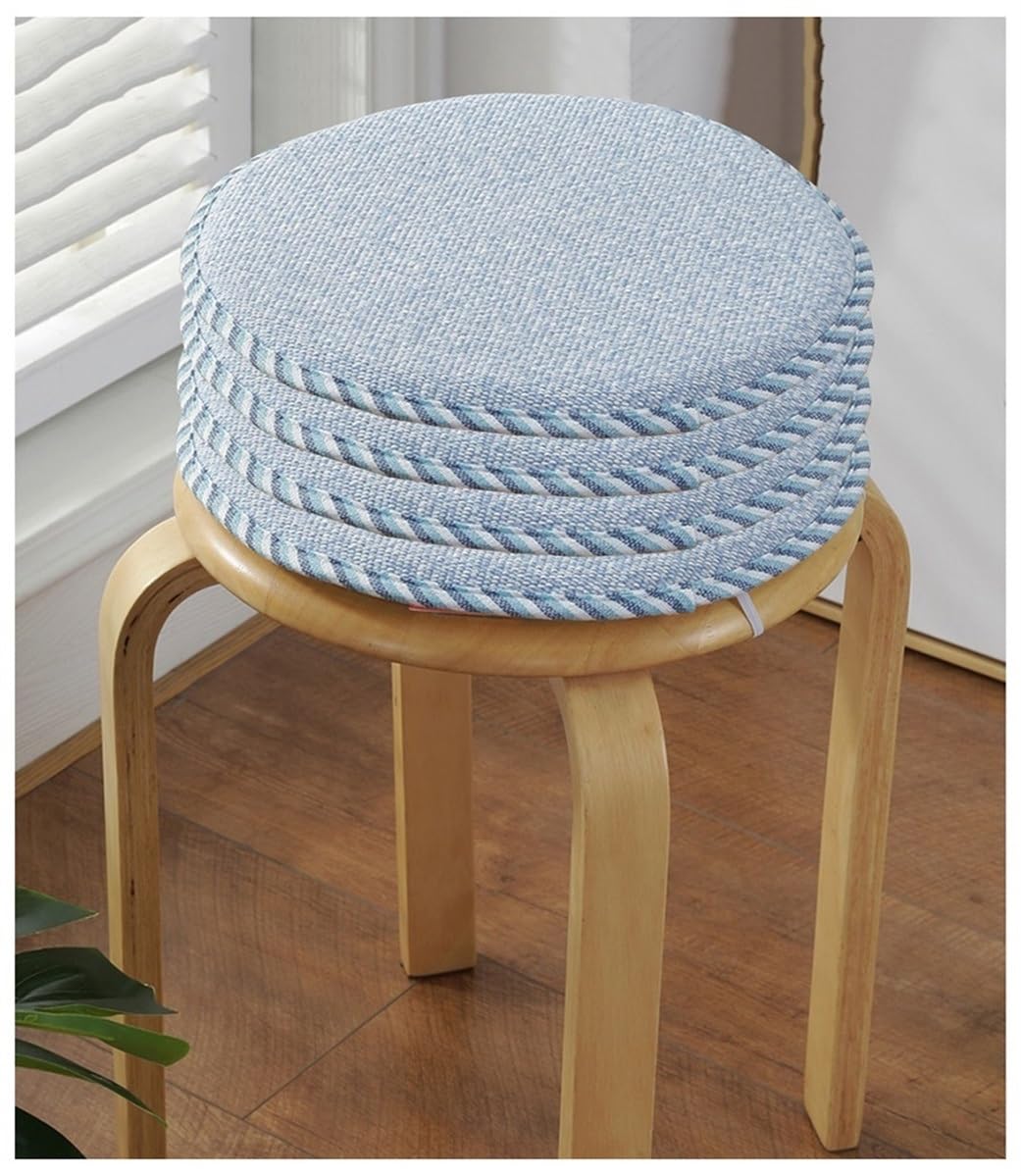 Mała okrągła poduszka na stołek z wiązaniami, poduszka do siedzenia do kuchni, jadalni i na patio, na stołki bistro (niebieska, 40 cm (4-pak))