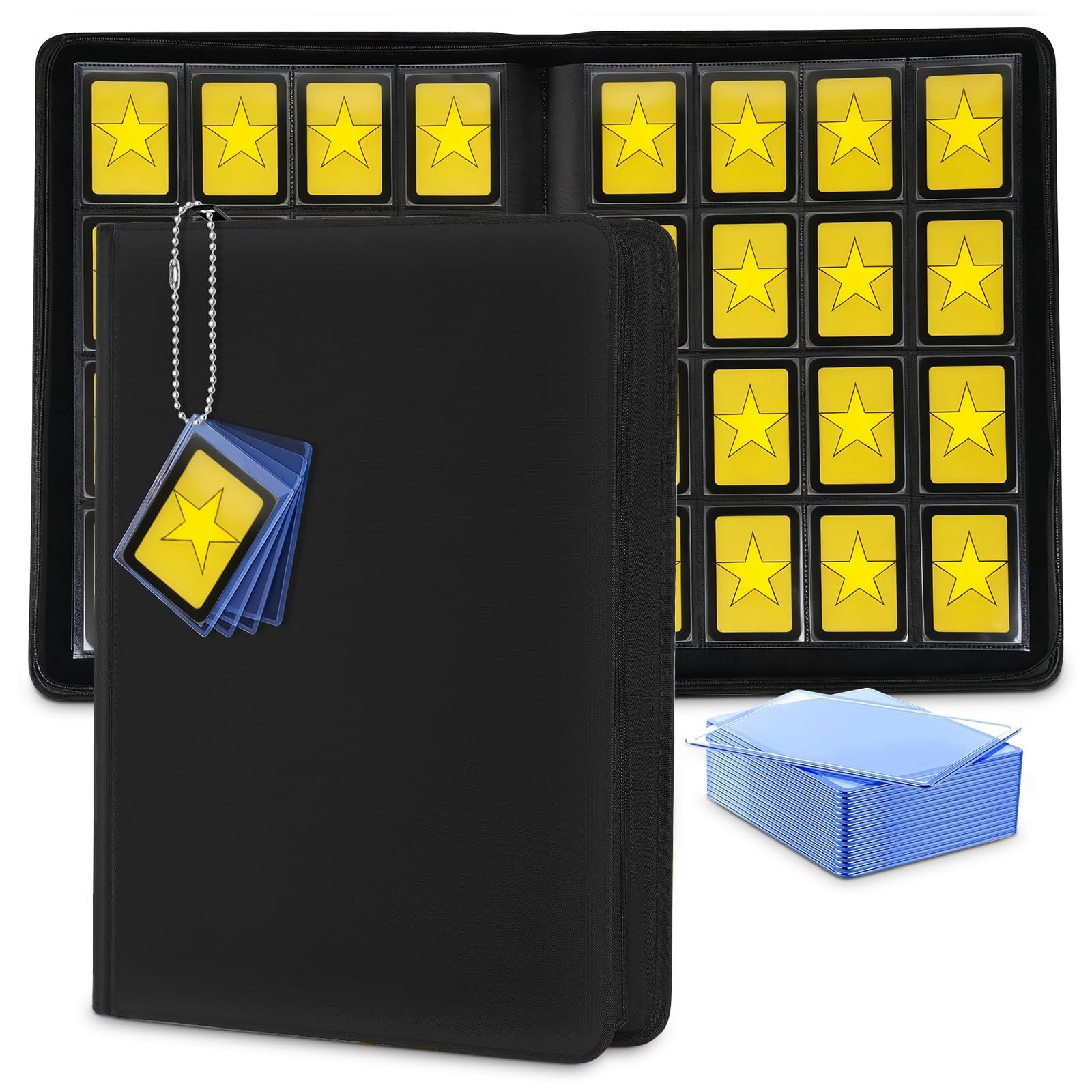 Photo 1 of 1000+ Pockets Trading Card Binder 1024 Capacity, 16-Pocket Double Sided Zipper Pocket Ringless Card Binder, Collector Album Compatible with MTG,Sports Cards & Other Standard Size Cards