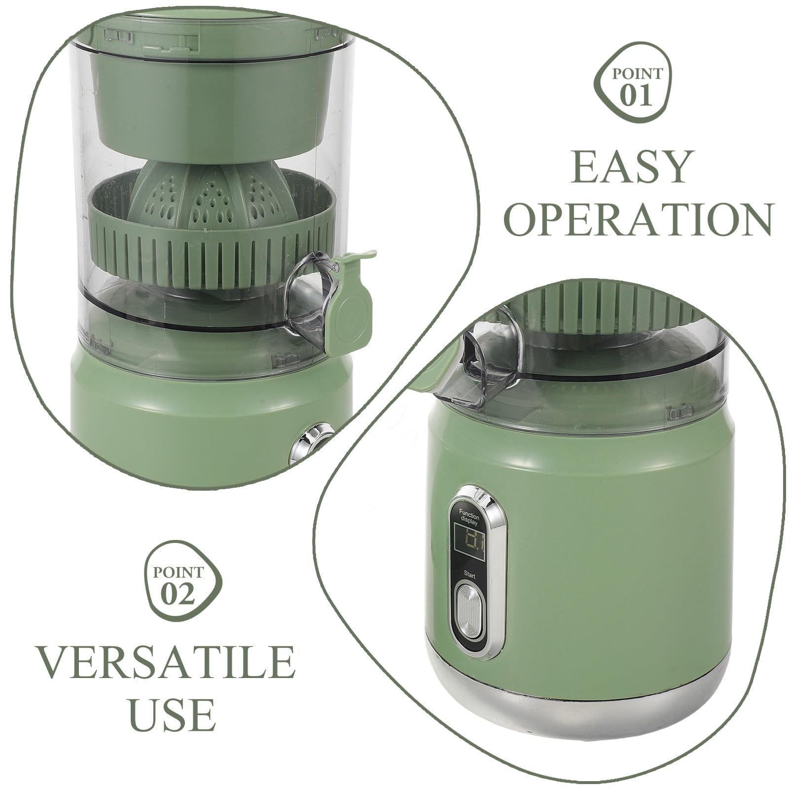 Tofficu Exprimidor de Cítricos Portátil, Exprimidor de Naranjas, 600ml, 1300 Ma, Plástico, Separación de Jugo, Fácil de Limpiar, para Frutas y Verduras, Viajes y Picnic, Verde
