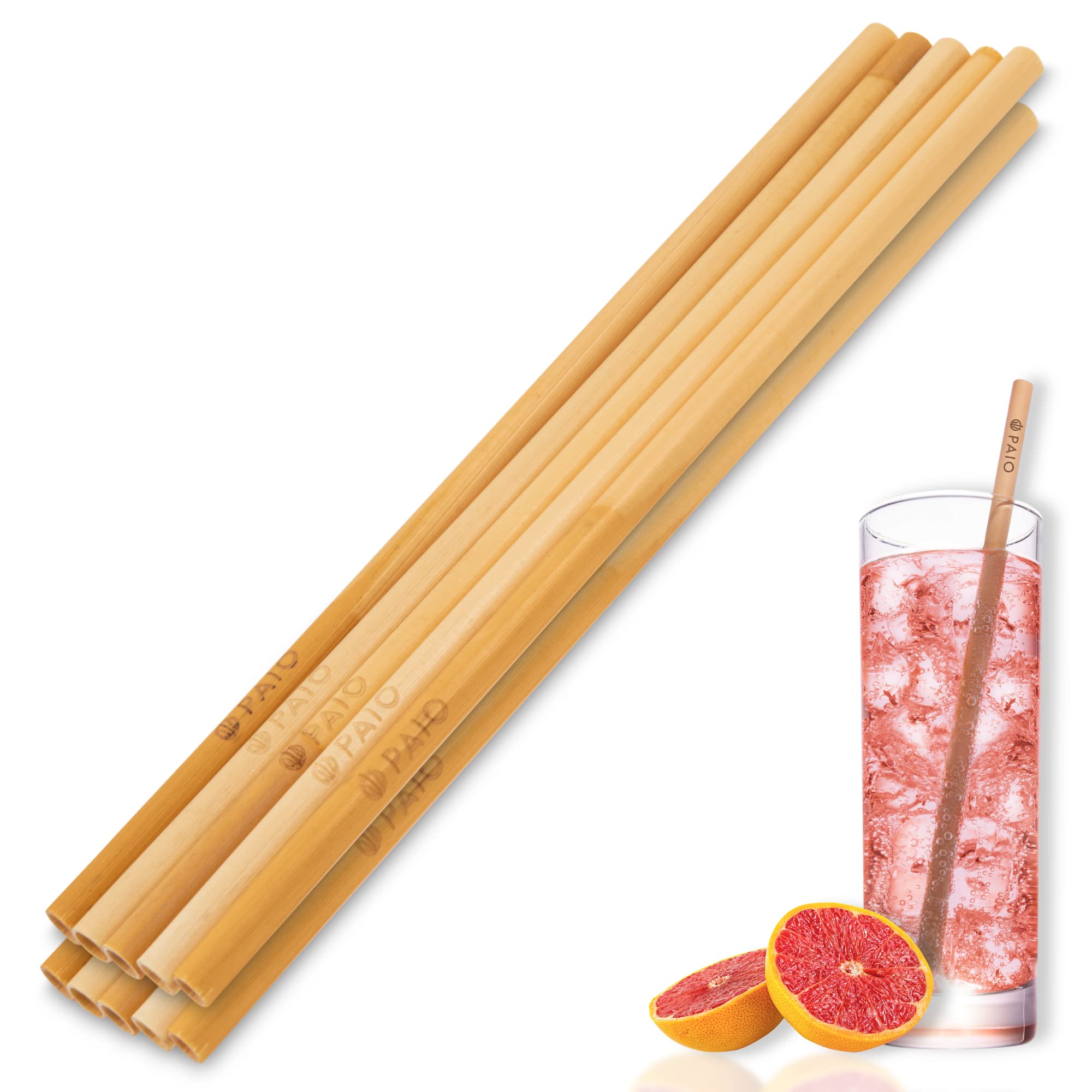 PAIO® Trinkhalme aus Schilf für alle Getränke I XL-Set für Party & Gastro I Alternative Strohhalme ohne Plastik I Wiederverwendbar - Nachhaltig - Umweltfreundlich (Drink: Ø 7mm / Länge 20cm)