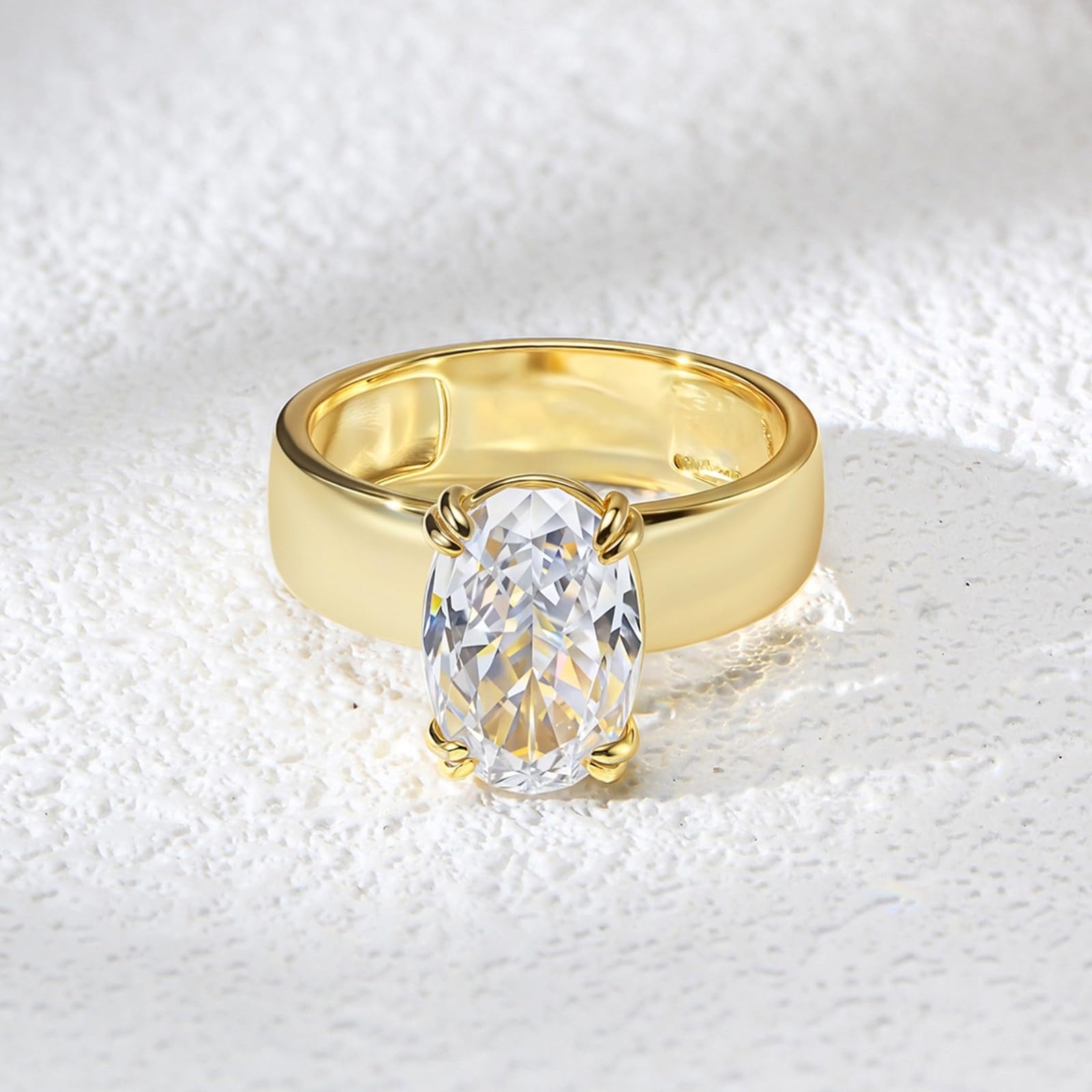 Obrączka ślubna z żółtego złota z moissanitem 4,5 ct, pierścionek ślubny, prawdziwe złoto, pierścionek zaręczynowy dla kobiet