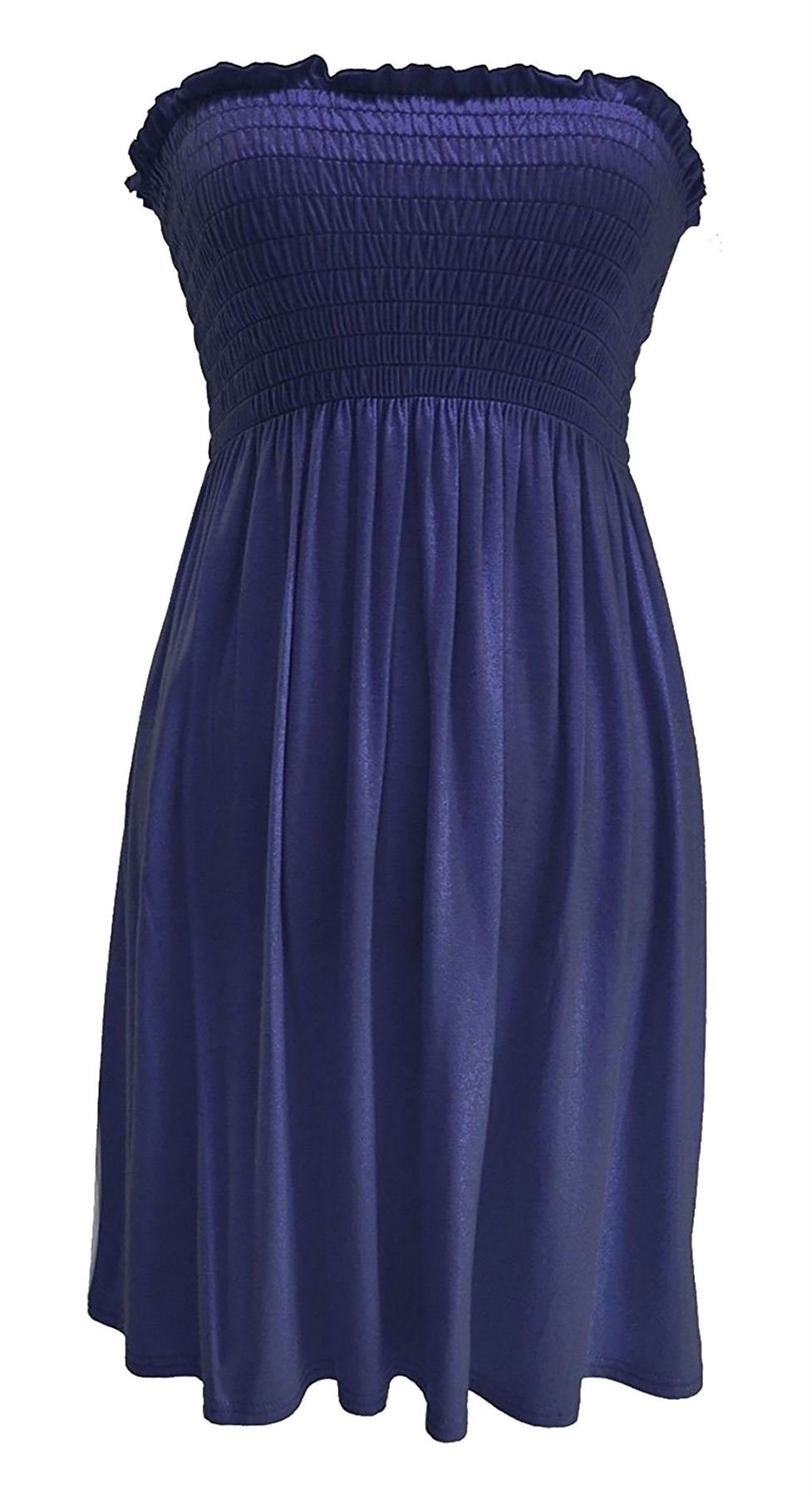 Ladies Women's Sheering Plus Size Boob Tube Bandeau Strapless Top Dress . UK 8-26
