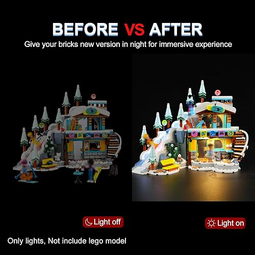 Miniatura 4 de Kit de iluminación LED para Lego Friends Holiday Ski Slope y Café 41756, luz LED compatible con modelos de bloques de construcción Lego 41756