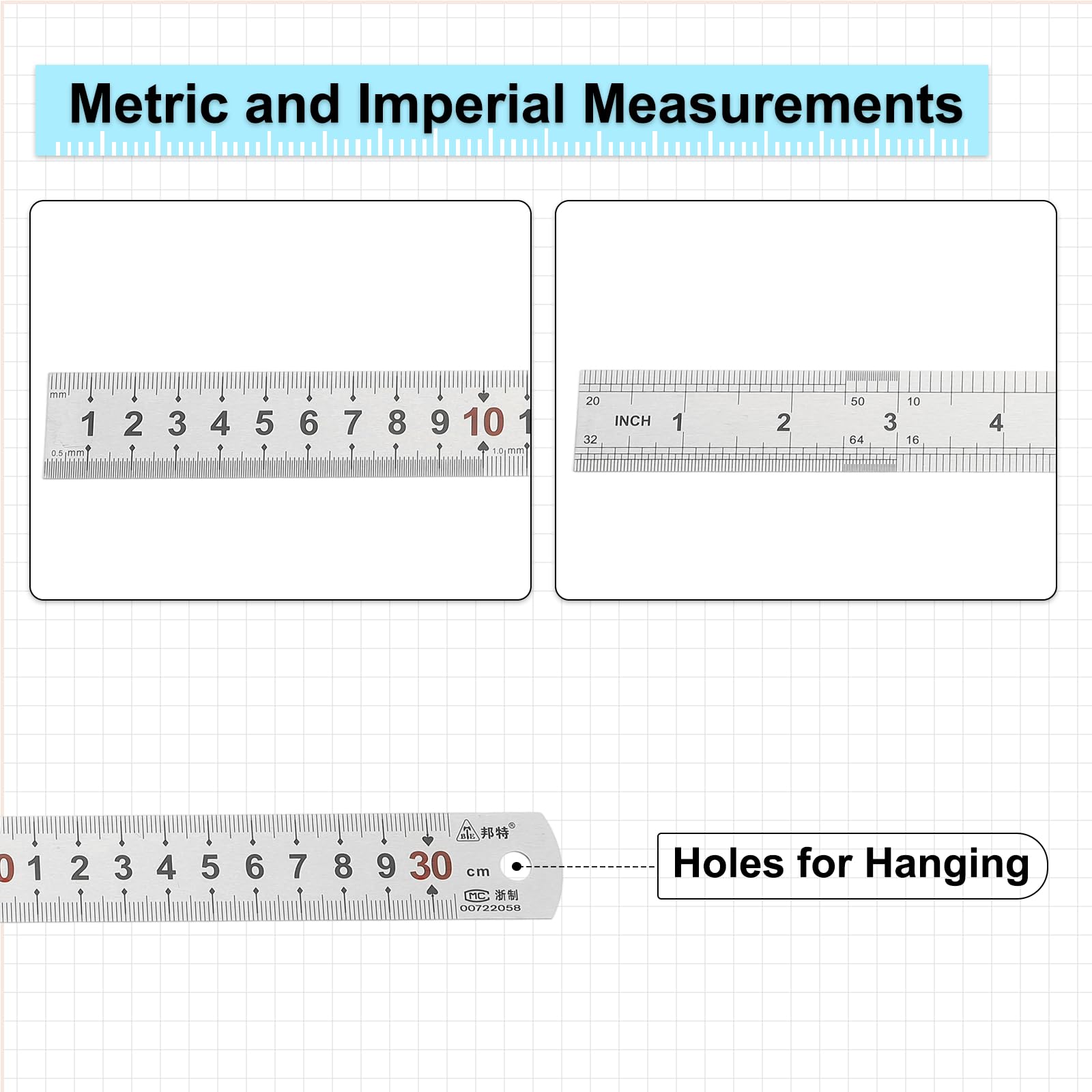 PATIKIL 30cm/12" Metal Straight Ruler - Image 3
