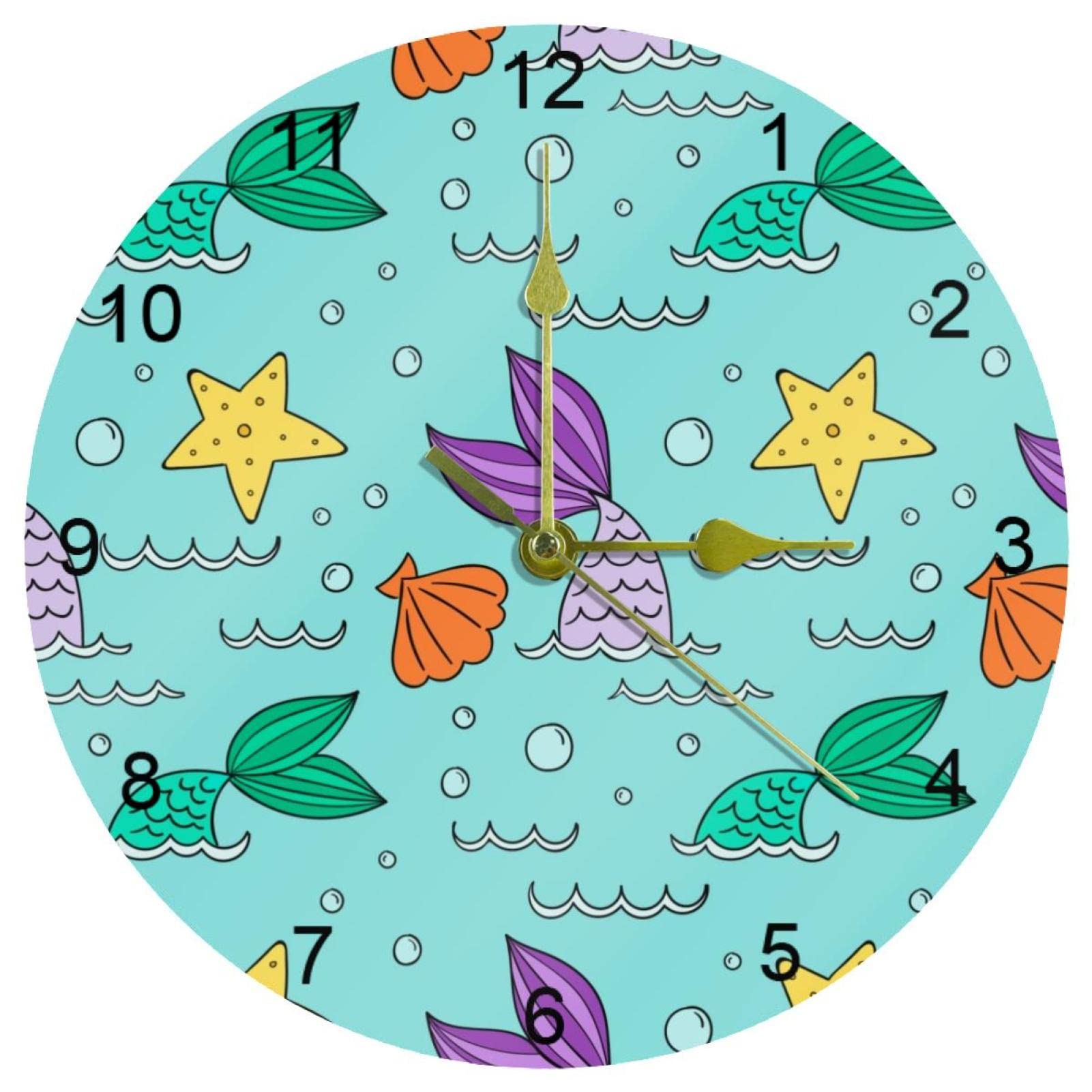 Horloge murale silencieuse sirène à chiffres arabes pour bureau