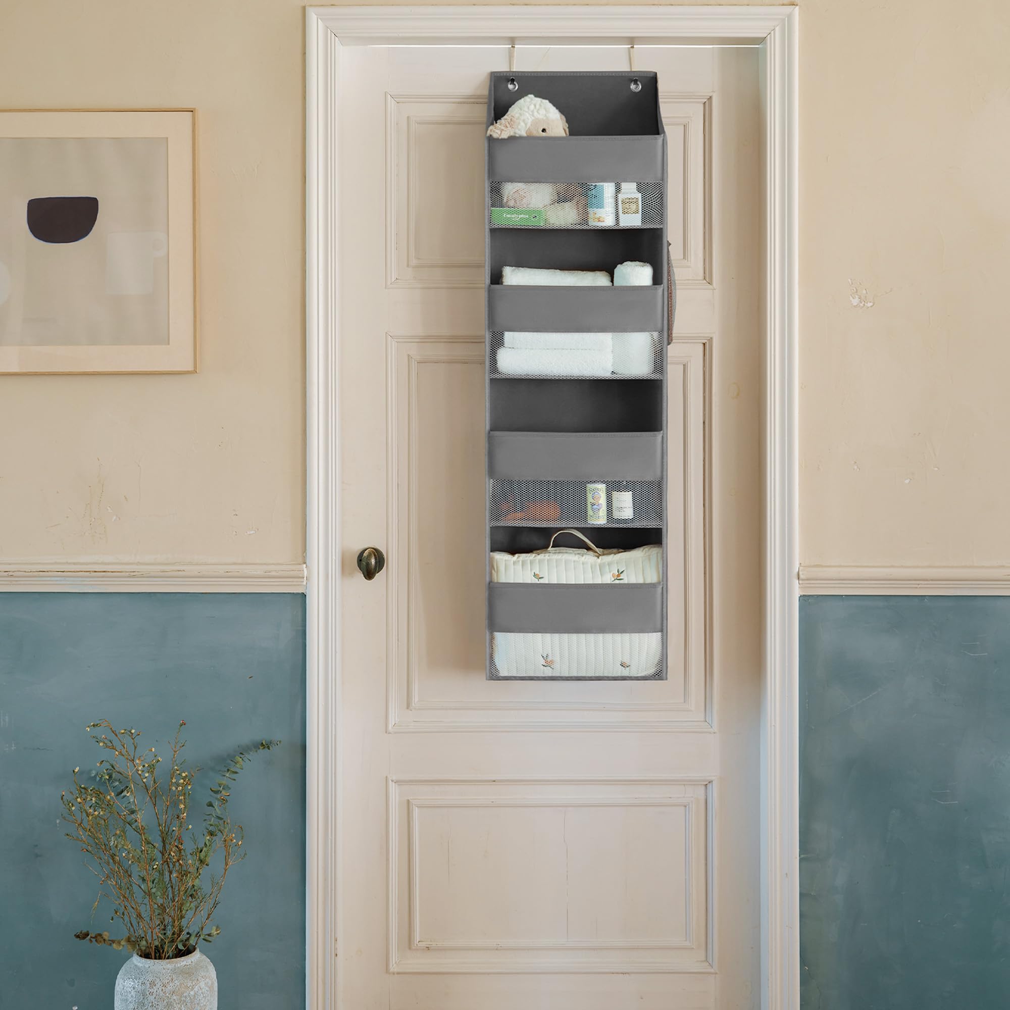 Granny Says Over The Door Hanging Organizer Organiseur de Porte Suspendu à 4 Poches Gris