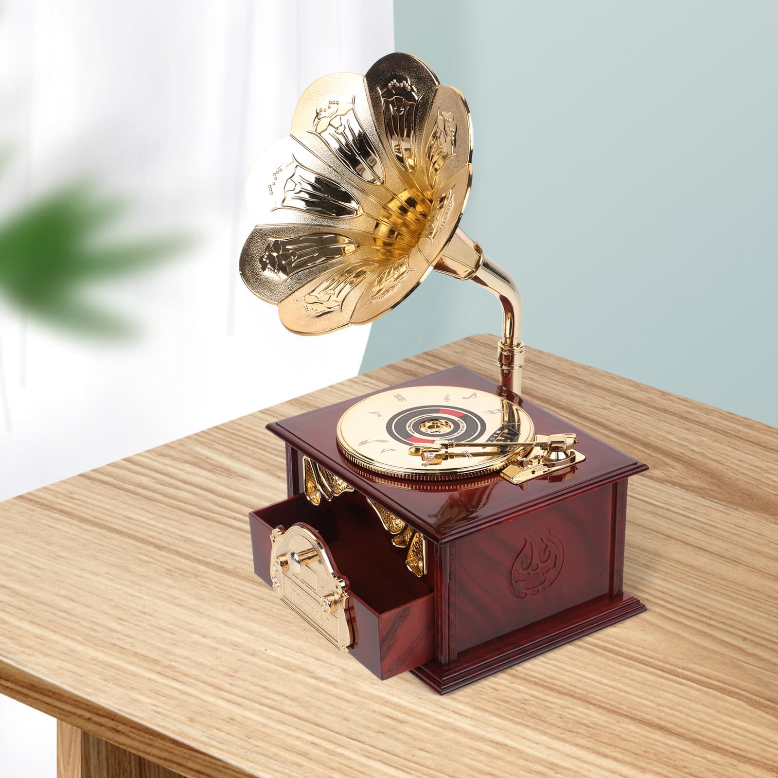 Healeved Carillon Multifunzionale Stile retrò in ABS Marrone Meccanismo a Carica, Scatola della Musica Decorativa per Arredamento Casa e Regalo Originale