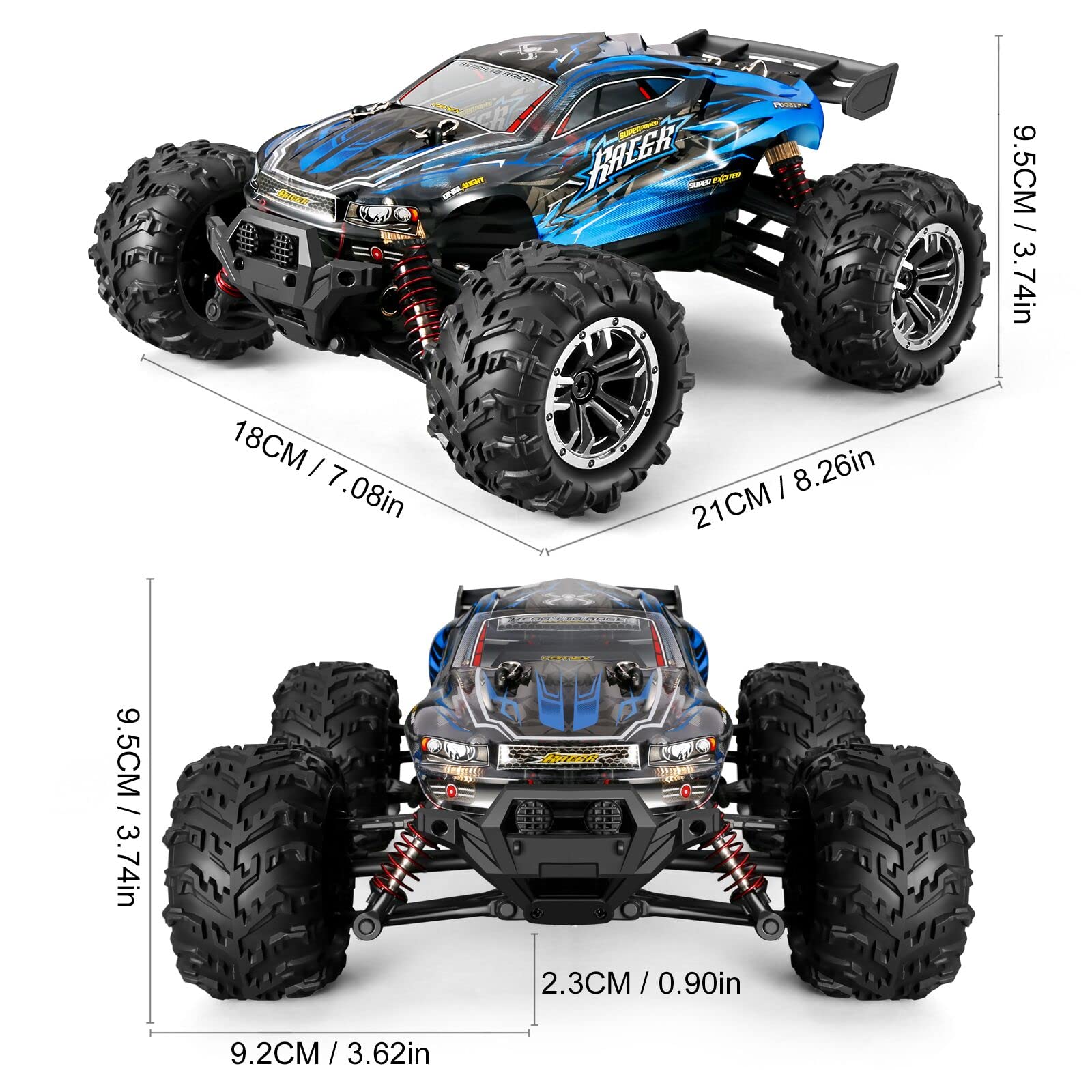 YONCHER YC100 Voiture Télécommandée, RC Voiture Tout Terrain 1:20 4WD 36km/h, Camion Telecommande à Grande Vitesse, 2.4GHz Crawlers RC avec 2 Piles 50min+ Temps de Jeu pour Adultes Enfants