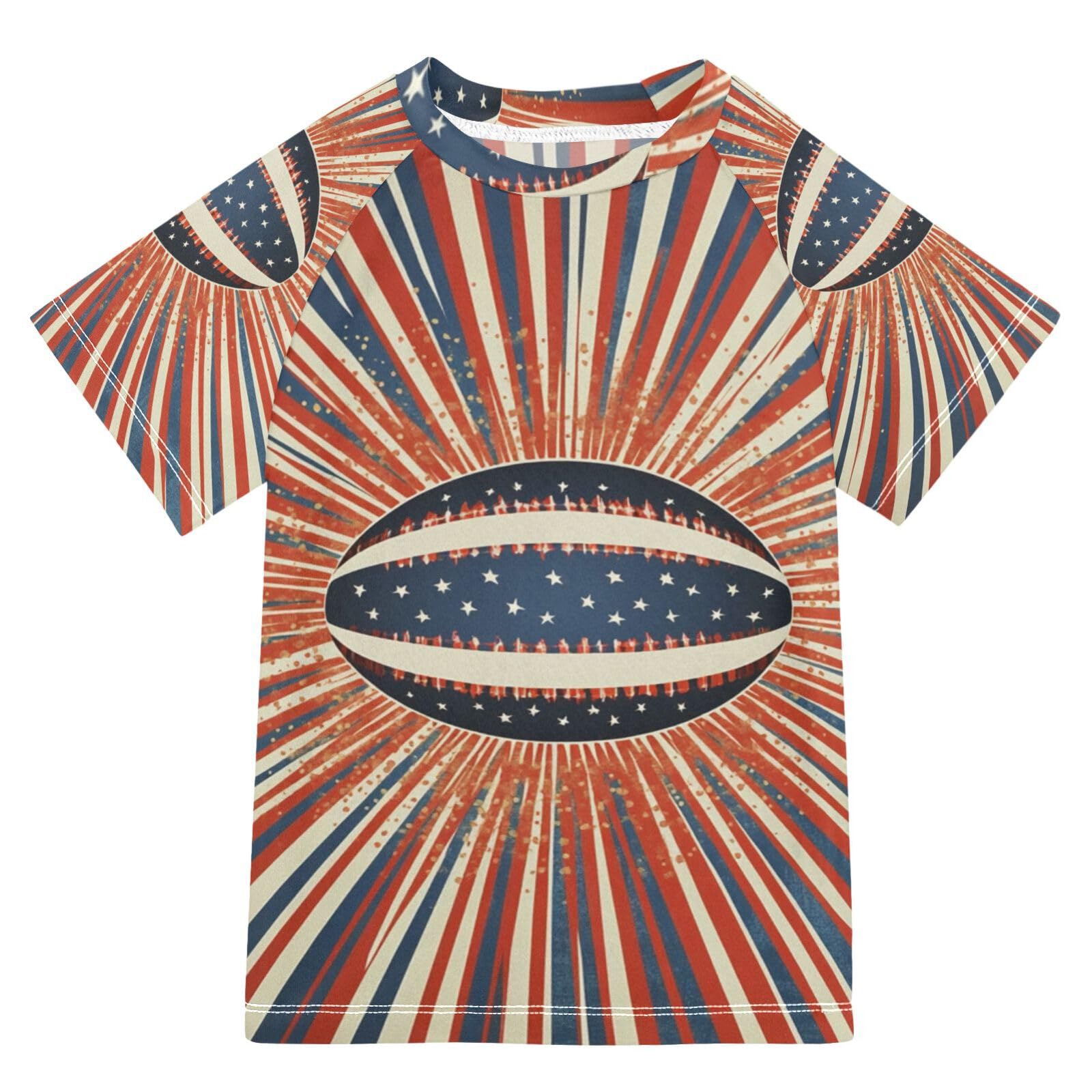 Jucciaco Boys Swing Shirts Rugby Football Stripe Star Rashguard Short Sleeve Kids T-Shirts Sun UPF 50+