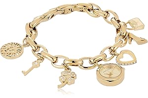 Women's Premium Gold-Tone Crystal Accented Charm Watch