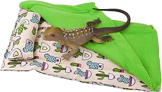 Bearded Dragon Bed with Pillow and Blanket, Bearded Dragon Lizard Accessories Warm Sleeping Bag for Bearded Dragon Lizard Reptile (Green)