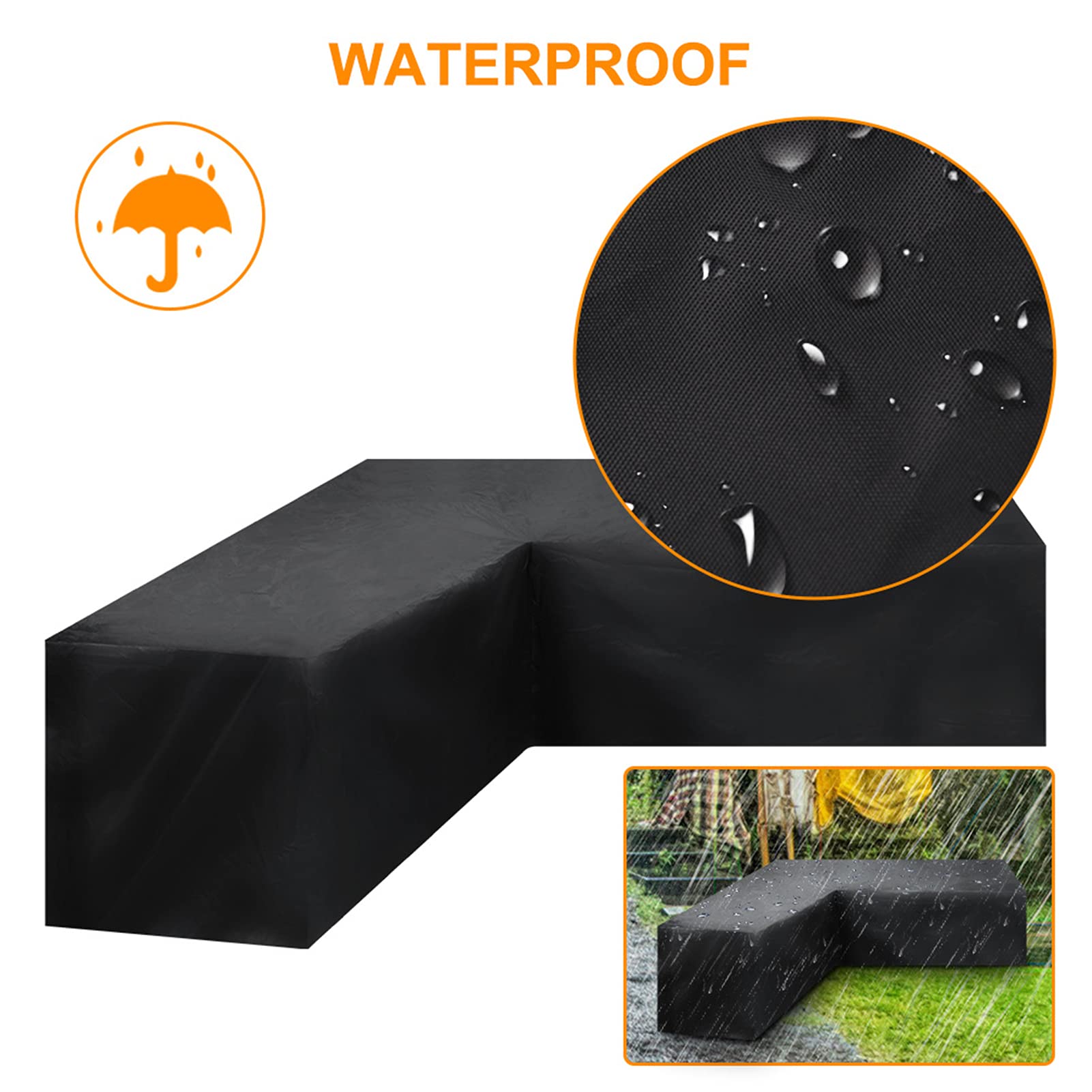 Cowhilan Tuinmeubelen afdekking L-vorm, 270x210x90cm beschermhoes voor tuinmeubelen, afdekzeil voor outdoor hoekbank, Waterdicht, vochtbestendig stofdicht UV-bestendig Links lang-rechts kort Cowhilan Tuinmeubelen afdekking L-vorm, 270x210x90cm beschermhoes voor tuinmeubelen, afdekzeil voor outdoor hoekbank, Waterdicht, vochtbestendig stofdicht UV-bestendig Links lang-rechts kort