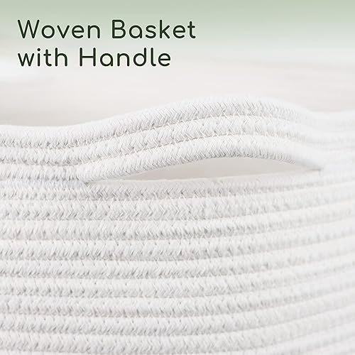 Miniatura 3 de Cesta de cuerda tejida XXXL con asas, cesta de 23.6 x 23.6 x 14.1 pulgadas para mantas para sala de estar, canasta grande de almacenamiento de