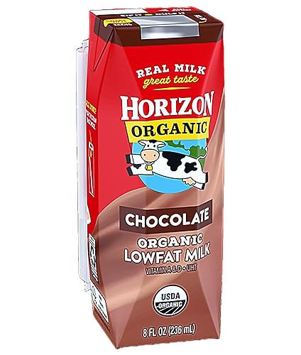 Miniatura 3 de Leche orgánica, leche entera orgánica Horizon  Leche permanente, surtido de leche alimentada con pasto de vainilla, chocolate y fresa, cajas de