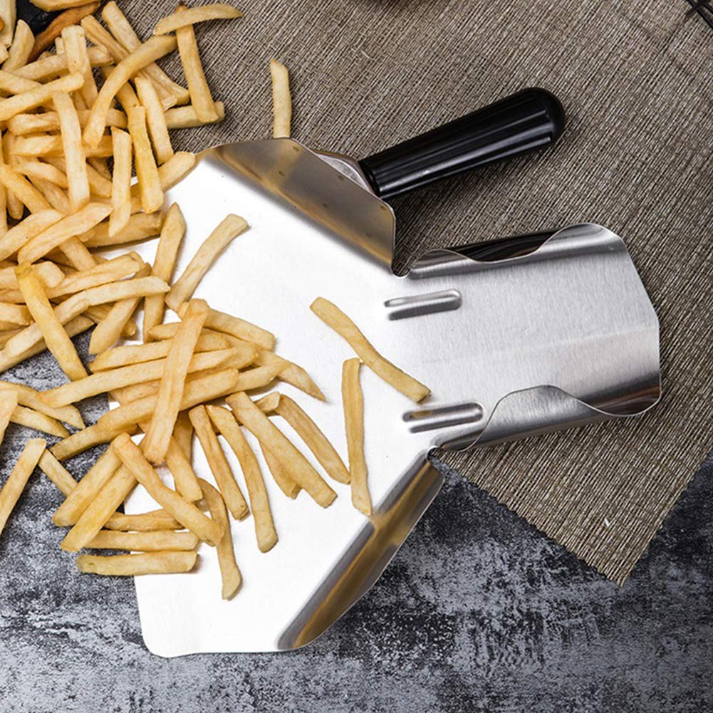 Paletta per patatine fritte Scooper cucina casa antiscivolo in acciaio inox (manico singolo)