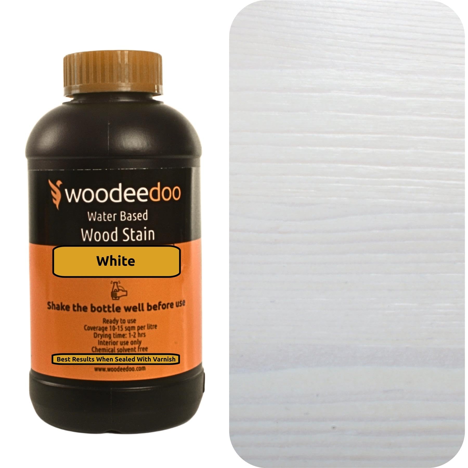 Woodeedoo White Water Based Wood Stain | Wood Dye | Ready To Use | Environmentally Friendly | Solvent Free | Odour Free | 200 Ml |