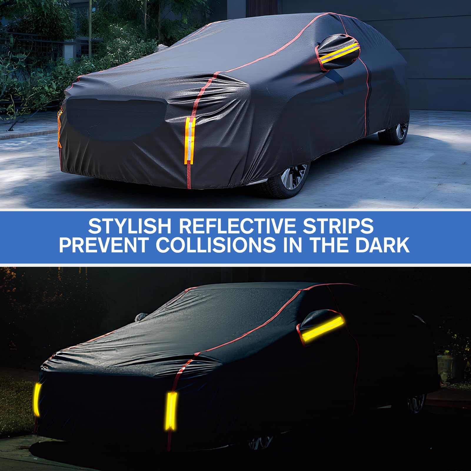 Car Cover Waterproof All Weather 6 Layers Full Exterior Covers with Zipper Cotton Mirror Pocket Outdoor Car Cover — view 3