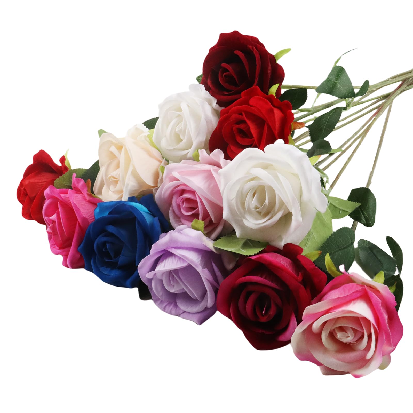 DuHouse 10 rose finte fiori di seta artificiali fiori di rosa finto fiore lunghi steli bouquet per organizzare matrimoni centrotavola festa casa decorazione cucina (bianco sporco