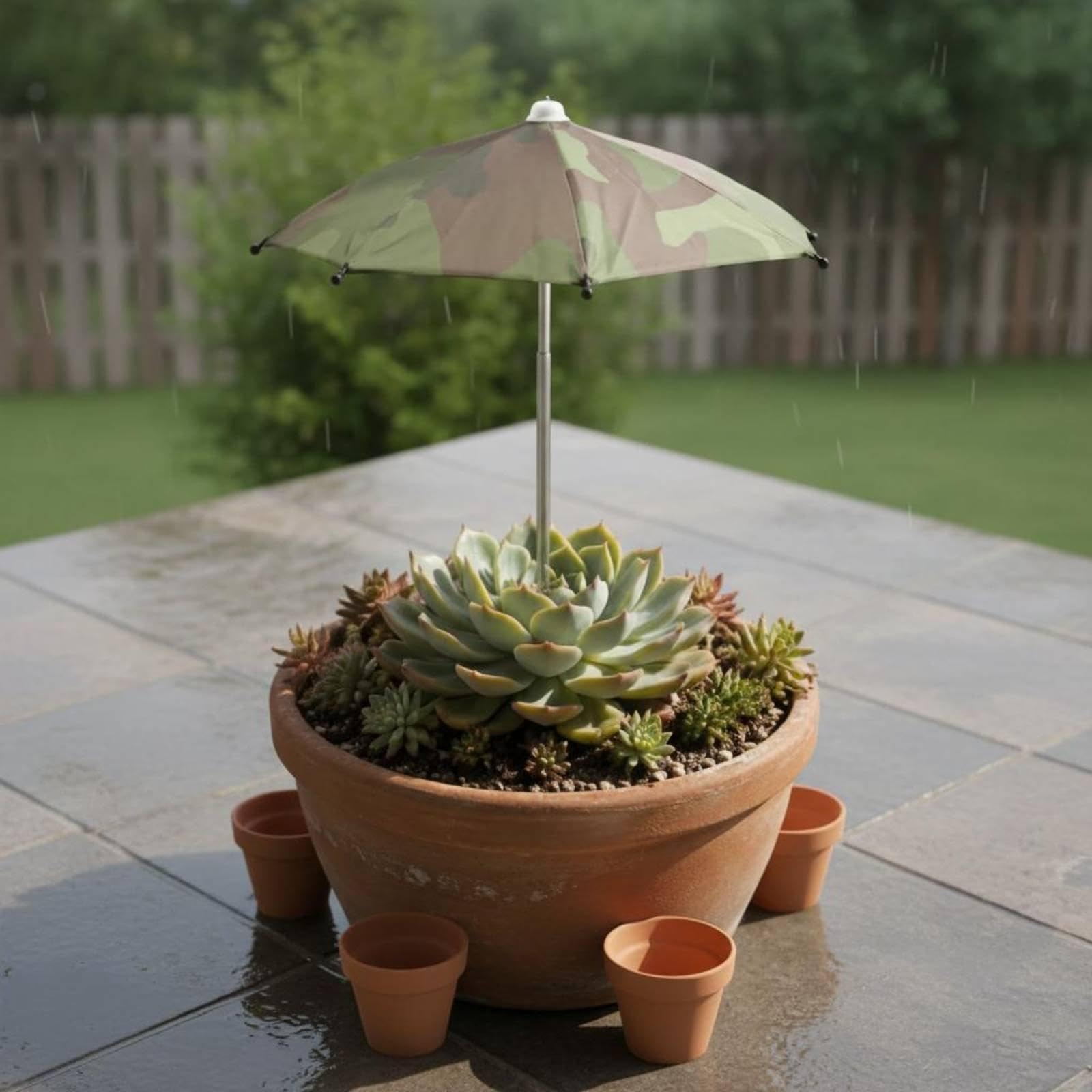 Plant Umbrella Rain Protection Potted Plant Umbrella Pot Camouflage 27CM | Umbrellas | Garden Structures & Shade | Yard, Garden & Outdoor Living-image-27