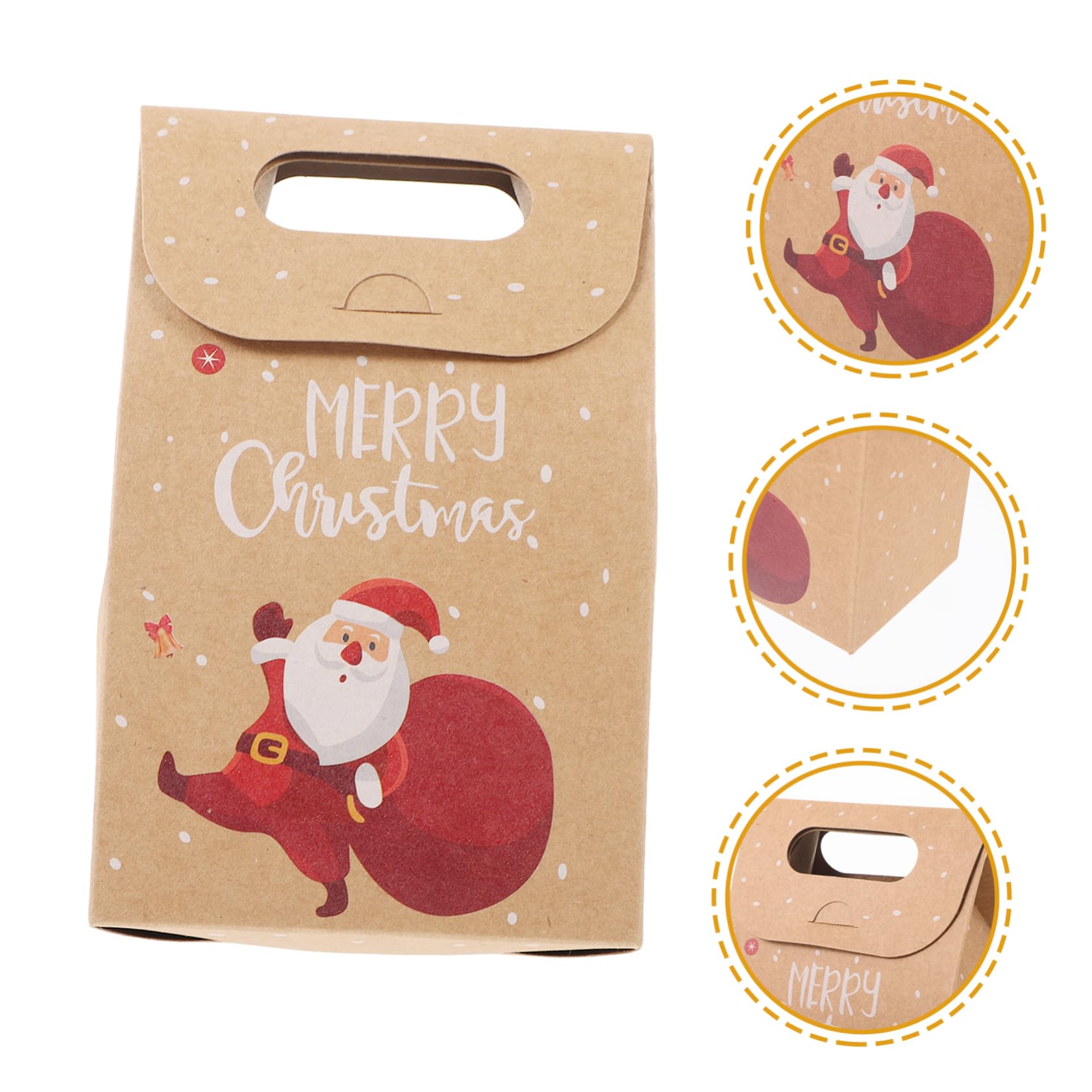 FRCOLOR 2 Juegos Bolsa De Papel Kraft Navideña Transportador Bolsas De Galletas Arpillera Celofán Christmas Bag Bolsas Kraft De De Papel Para Guardar Uds * 2