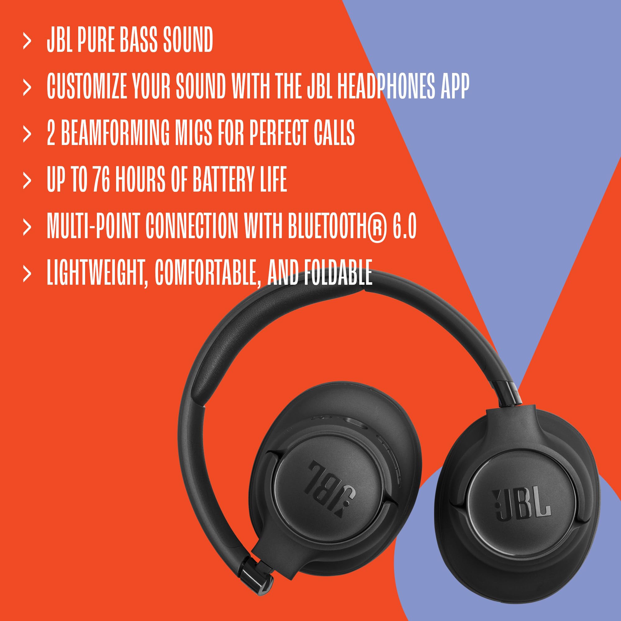 JBL Tune 730 BT, Bezprzewodowe Słuchawki Wokółuszne, Beige | Bluetooth 6.0, 76h Odtwarzania na Baterii, Składana Konstrukcja, JBL Pure Bass, Google Fast Pair, Microsoft Swift Pair