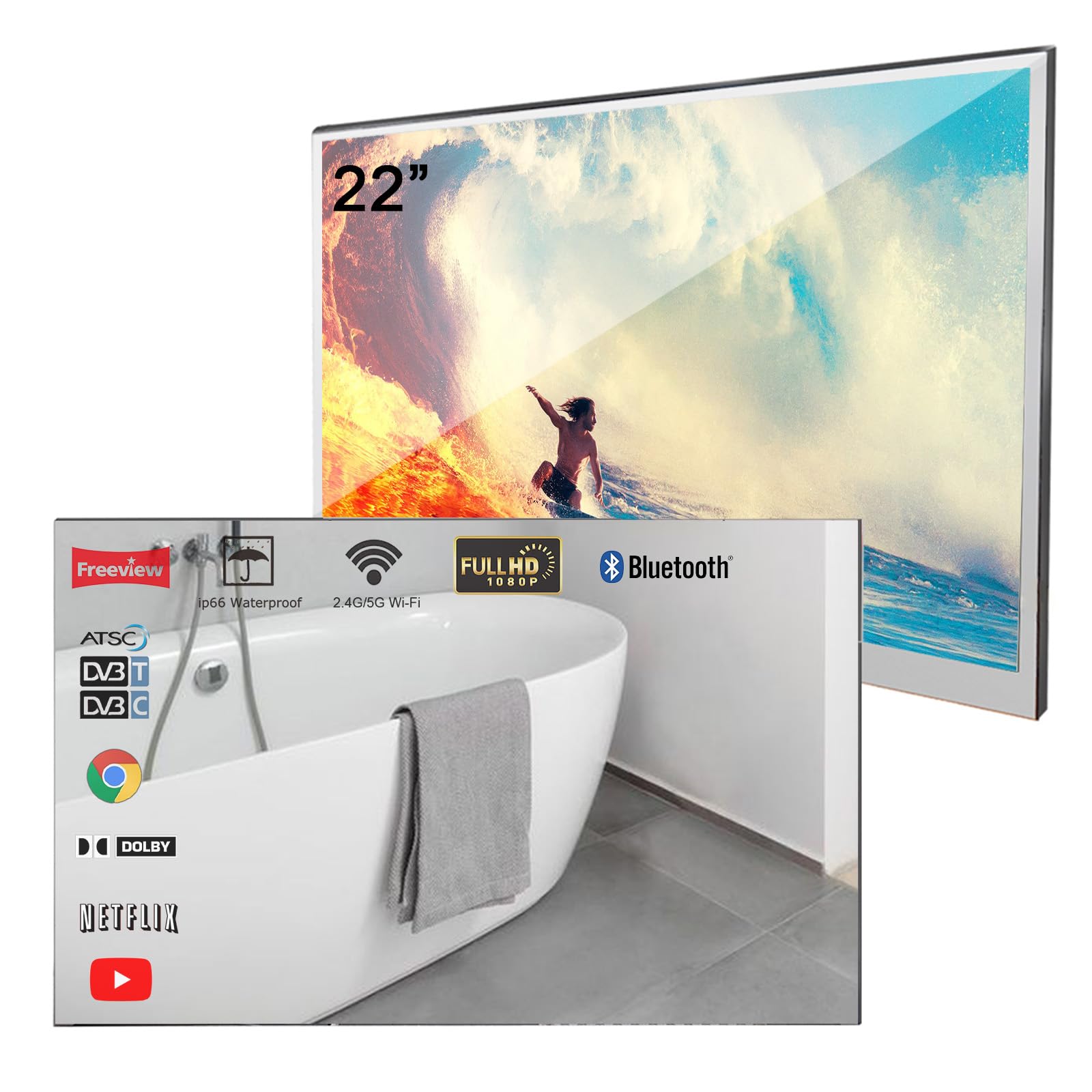 Amazon.com: Soulaca 22 inches Smart Magic Mirror TV for Bathroom