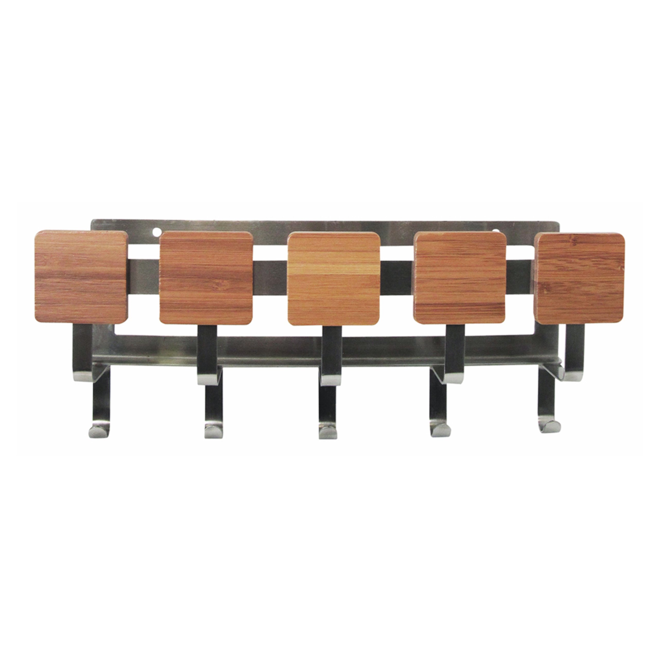 interDesign Formbu Wall Mount Key and Mail Rack, Bamboo/Brushed Stainless Steel