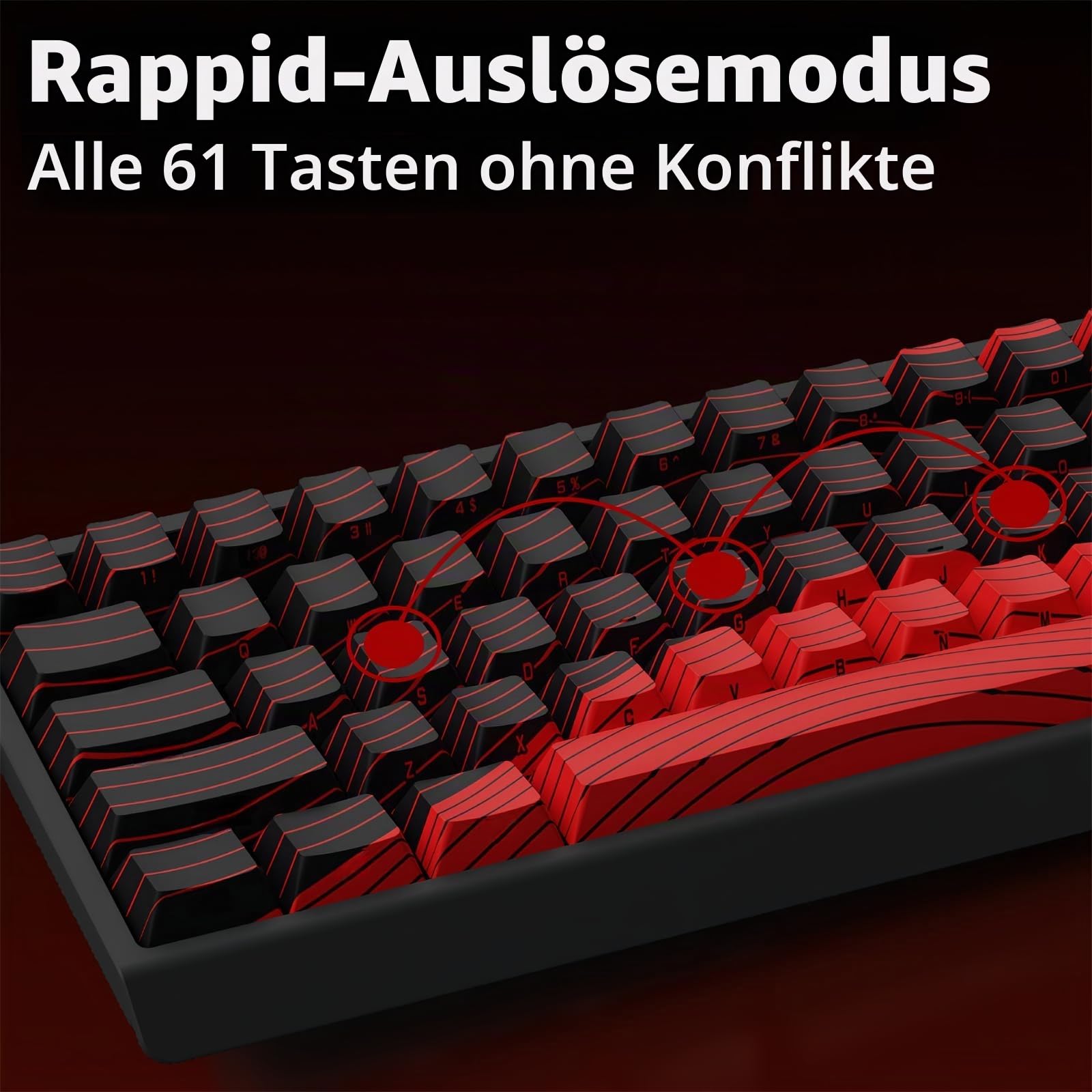 Madlions MAD 60 HE Rapid Trigger RGB Gaming-Tastatur, 60 % Magnetschalter, Hall-Effekt, verstellbare Betätigung, hyperschnelle, USB-C-Kabelgebundene mechanische Tastatur für PC/Mac-Gamer (schwarz)