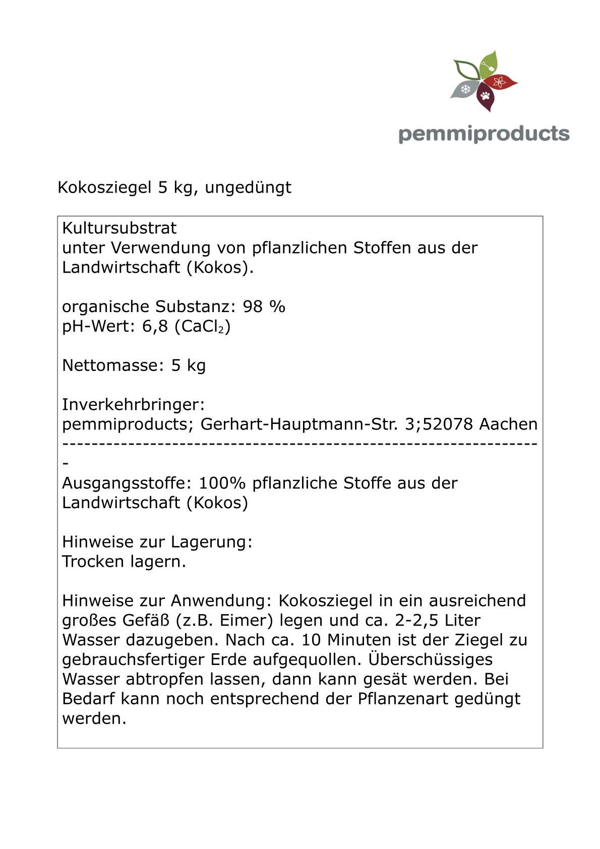 Kokosfaserziegel 5 x 70 Liter, ca. 5 kg je Kokosziegel,Humusziegel,Kokoshumusziegel,Kokoserde
