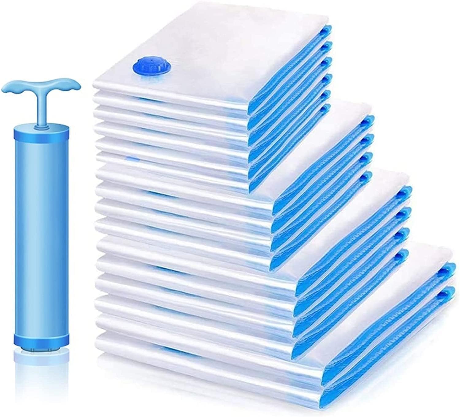 ravido6 Pack Vacuum Storage Bags (3 x Medium 3 x Large) Save 80% More Space Saver Bags Vacuum Seal Bags with Pump, Space Bags, Vacuum Sealer Bags for Clothes, Comforters, Blankets, Bedding