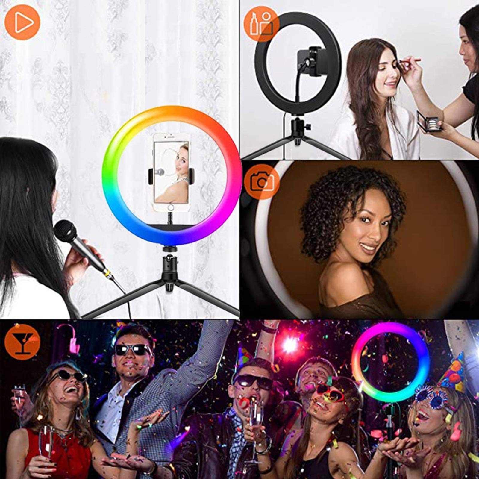 Luce ad Anello da 10", RGB Luce per Selfie con Telecomando Wireless, 3 modalità Colore RGB Colori Dimmerabile Regolabile per Youtube, Trucco, Fotografia, Streaming Live