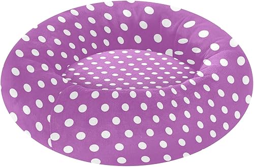 KLL Purple Background with White Polka Dots Removable & Washable Pet Cat Beds fluffier Cat Pillow Bed for Small Size Pets Supplies cama elevada para
