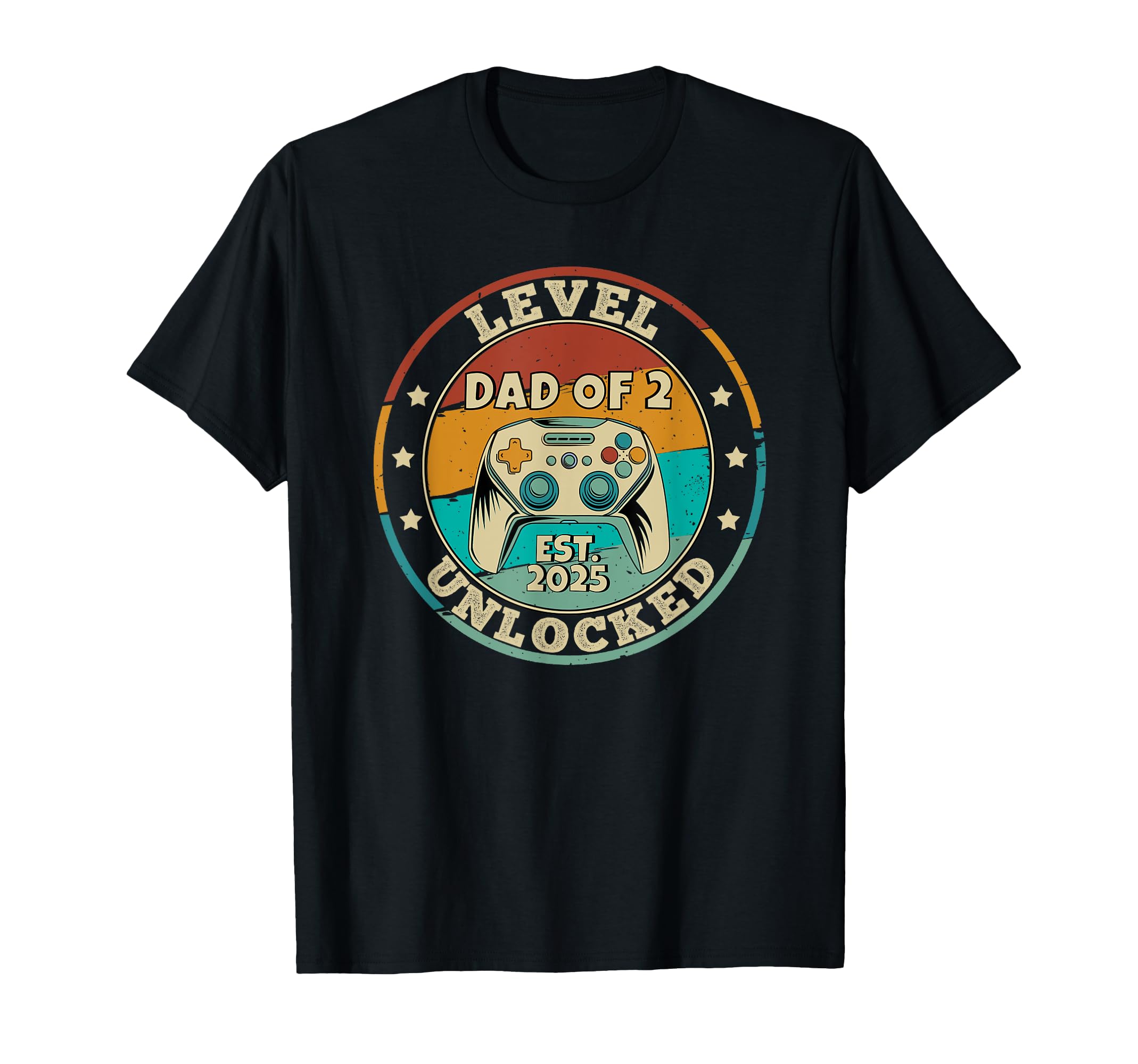 Dad of 2 Level Unlocked 2025 Promoted To Daddy Again T-Shirt