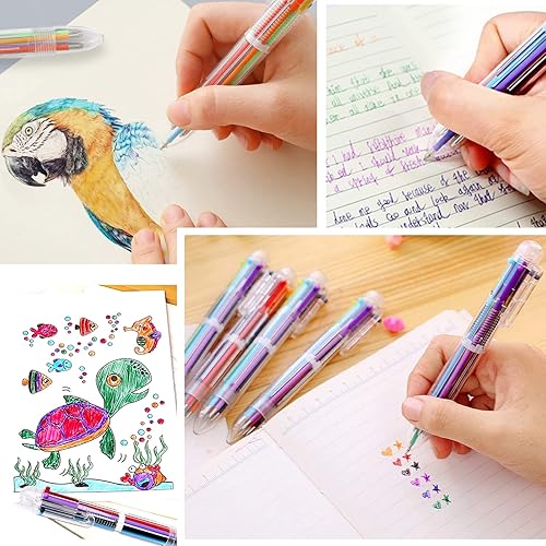 Miniatura 6 de Enyeopd Paquete de 36 bolígrafos multicolor 6 en 1 de 0.020 in retráctiles arcoíris para recuerdos de fiesta de niños, bolígrafos de color para