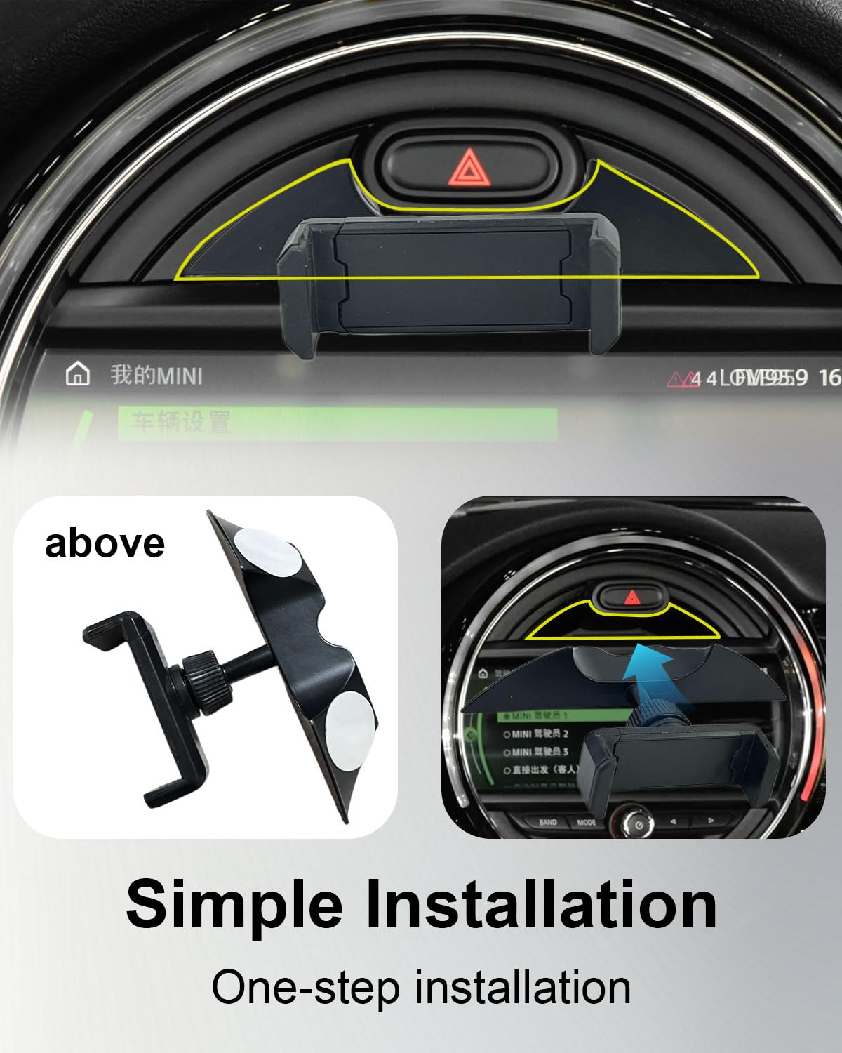 Soporte de teléfono móvil para coche Mini Cooper S Jcw One F54 F55 F56 F57 F60, navegador especial para pantalla de control central, giratorio 360°, para iPhone 17 16 15 14 13, base de metal