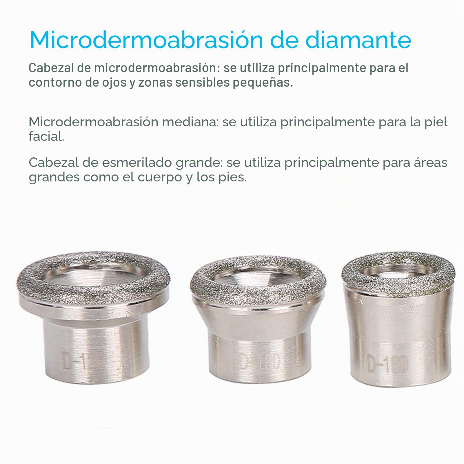 Cabezales de microdermoabrasión de diamante, puntas de repuesto de microdermoabrasión con mango de filtro de acero inoxidable, juego de accesorios de máquina de belleza para cuidado facial