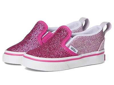Vans Kids Slip-On V (Infant/Toddler) Kids Shoes Glitter Raspberry Rose : 7.5 Toddler M, Textile/Canvas